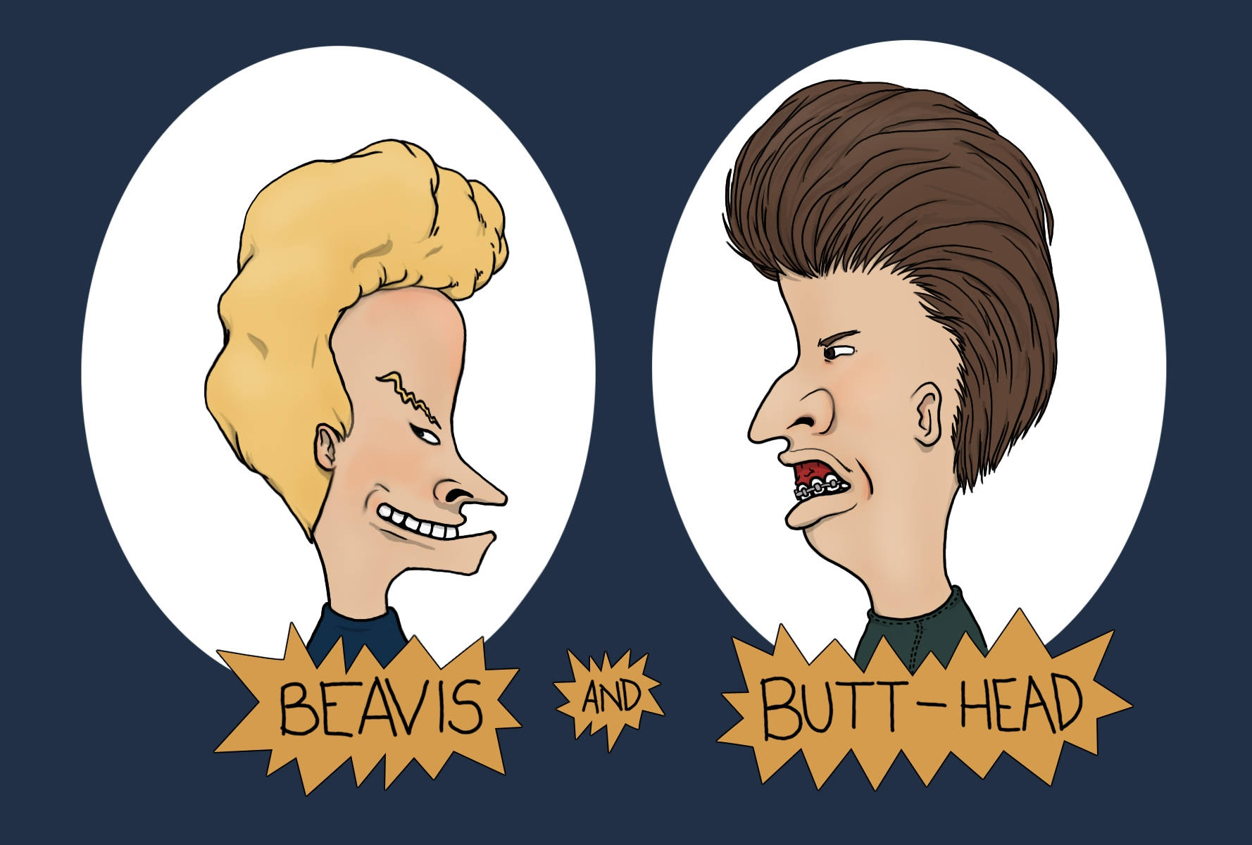Beavis and Butt-Head, profile, dark blue background, HD Desktop Wallpaper