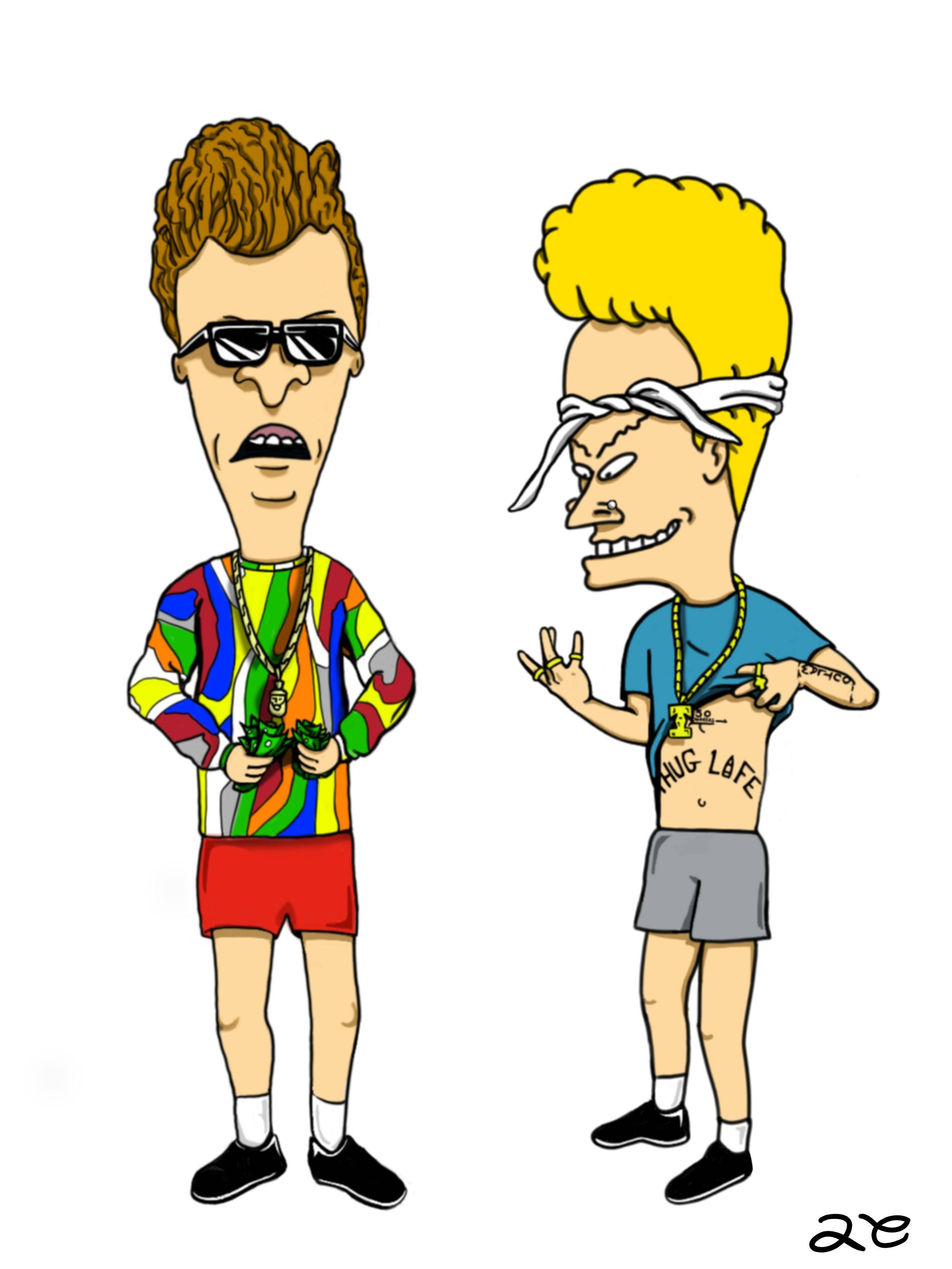 Beavis And Butt Head, 90s fashion, rainbow shirt, 2K Phone Wallpaper