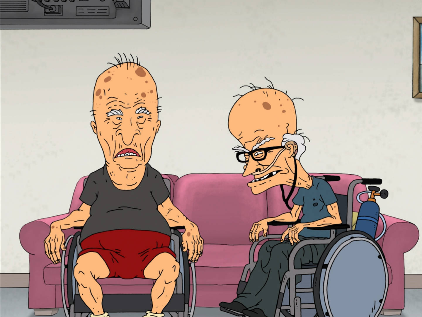 Beavis And Butt Head, pink couch, wheelchairs, HD Desktop Wallpaper