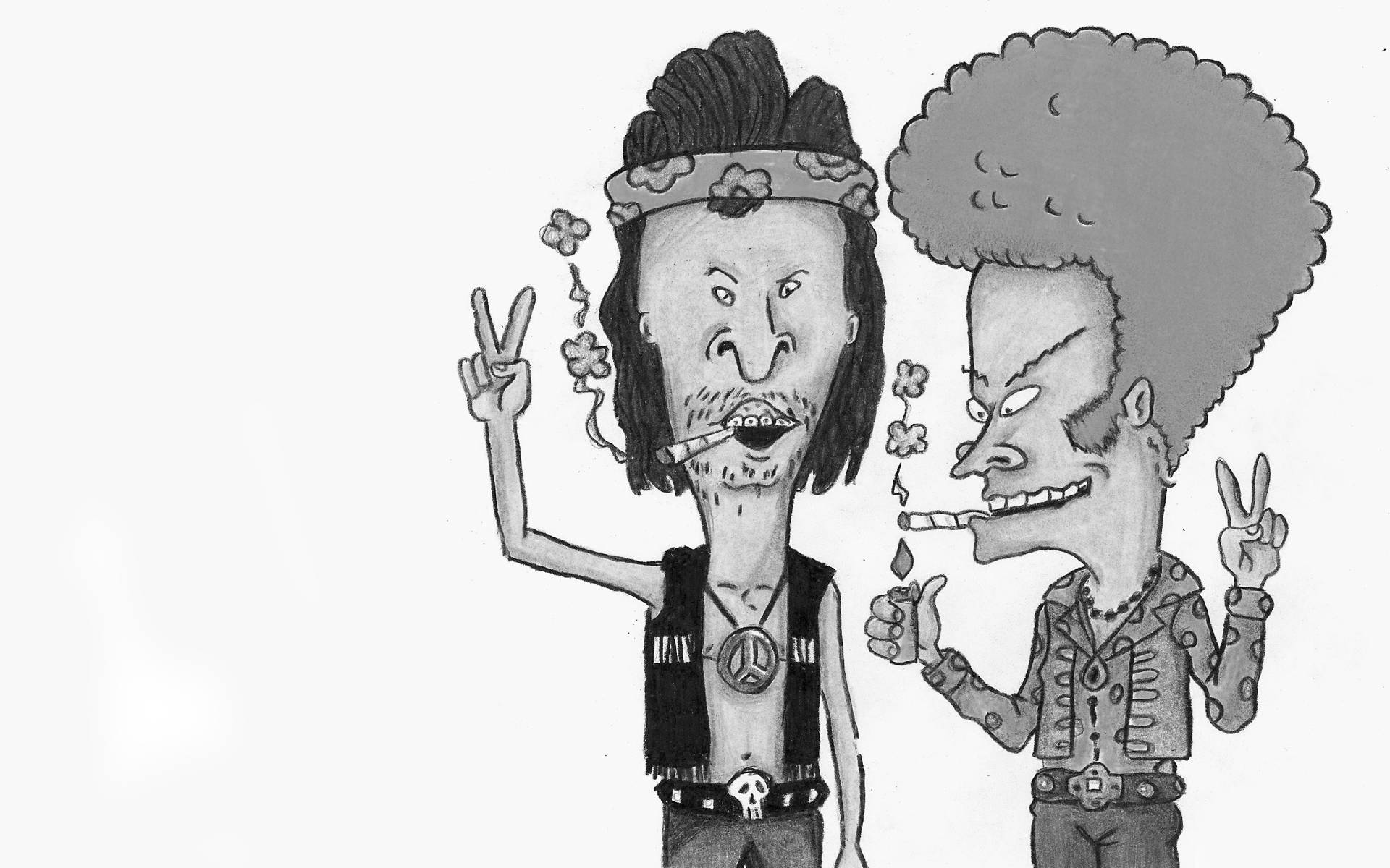 Beavis and Butt-Head, hippie mode, afros, Full HD Desktop Wallpaper