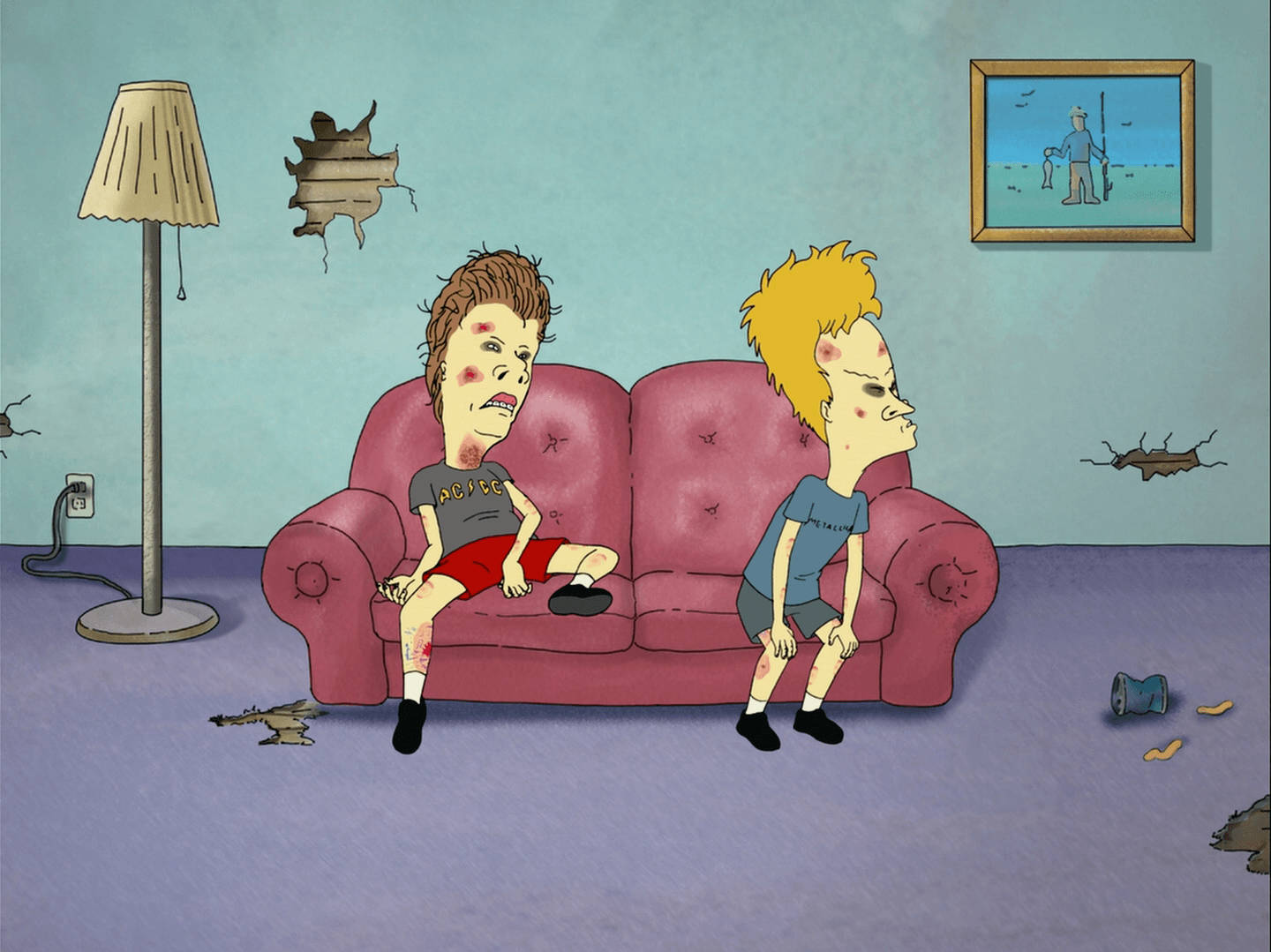 Beavis And Butt Head, pink couch, messy room, HD Desktop Wallpaper