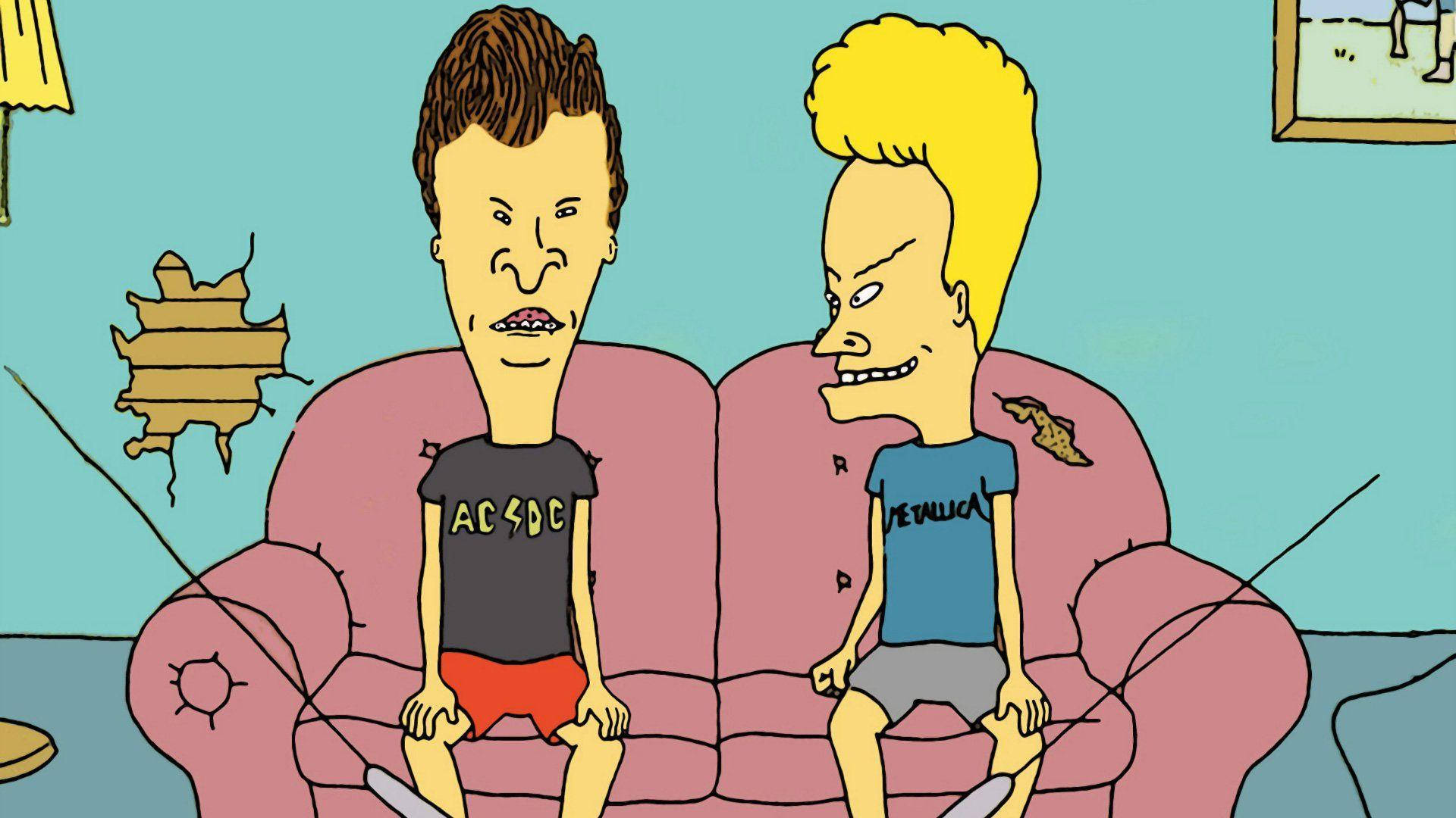 Beavis And Butt Head, pink couch, messy living room, Full HD Desktop Wallpaper