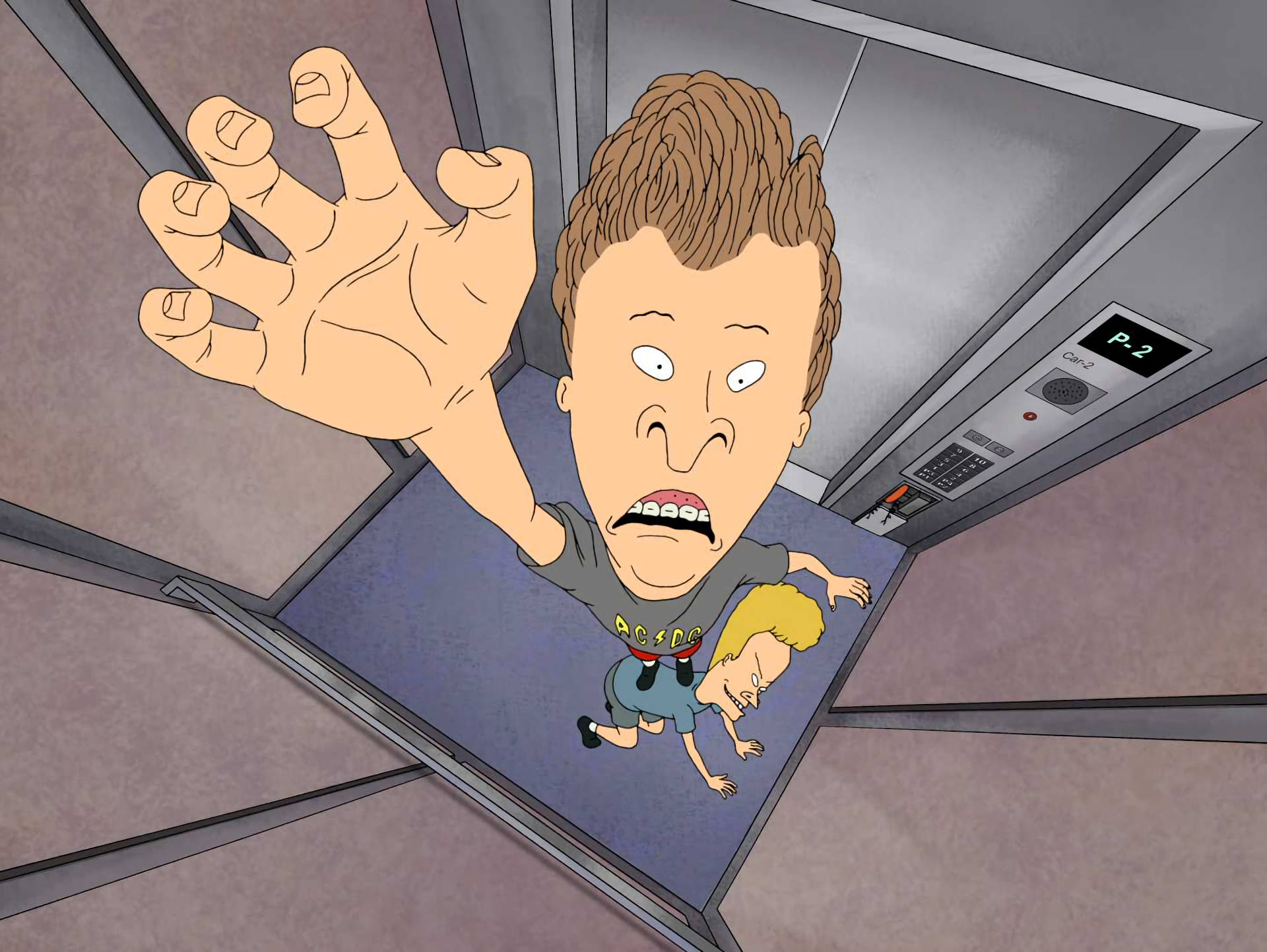 Beavis and Butt Head, elevator, wild hair, Full HD Desktop Wallpaper