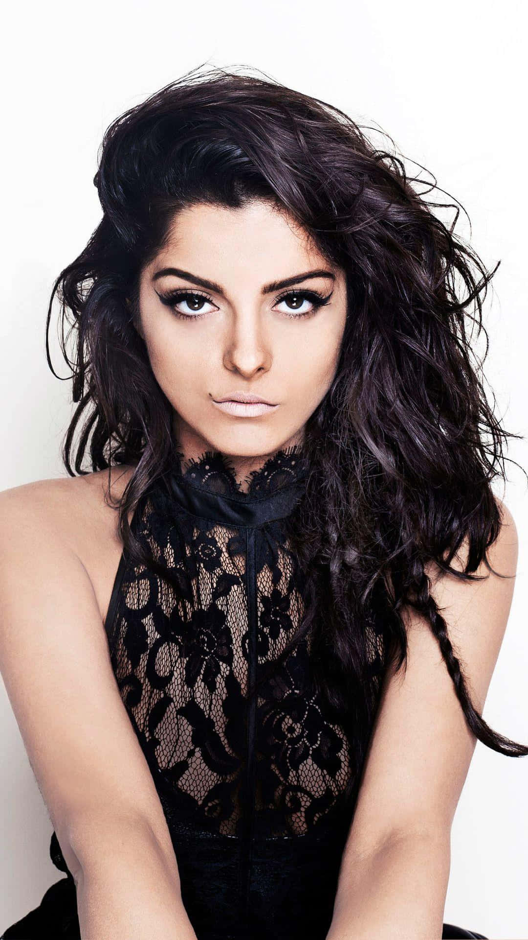 Bebe Rexha, dark wavy hair, bold eyeliner, Full HD Phone Wallpaper