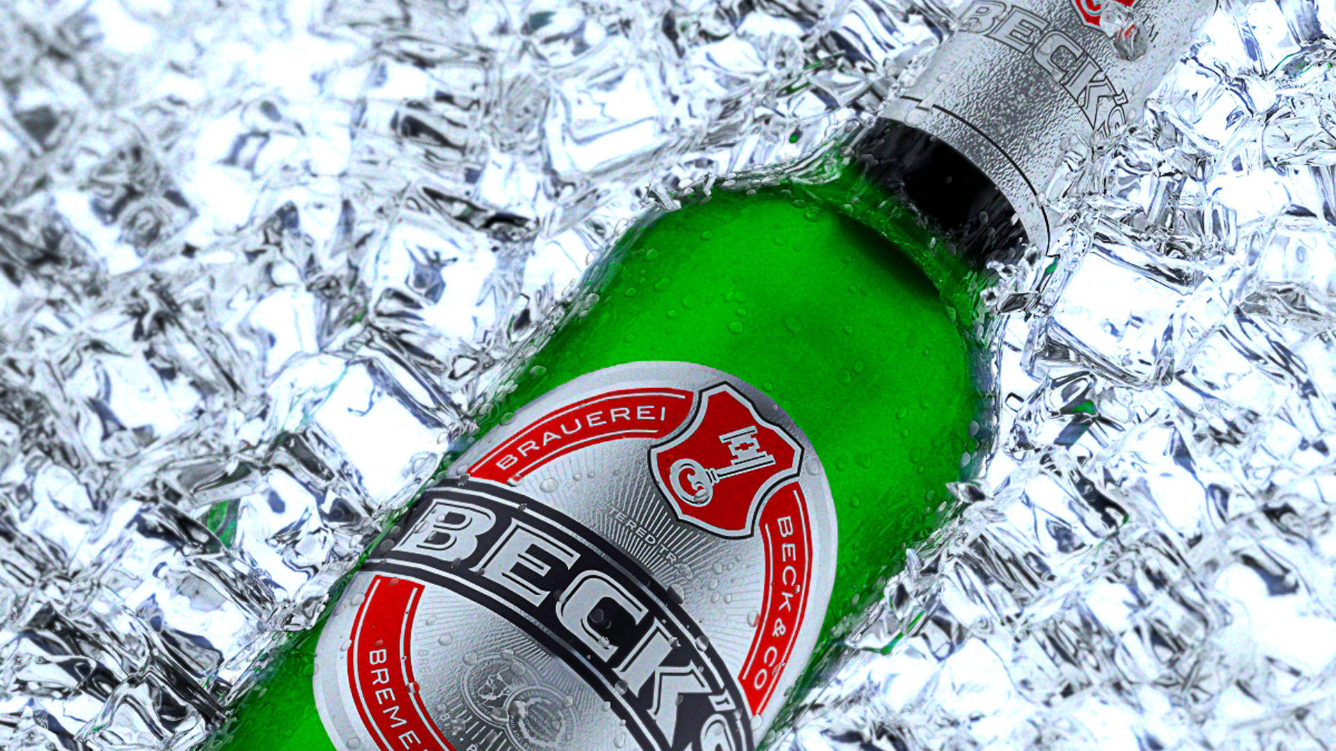 Becks, green, crushed ice, Full HD Desktop Wallpaper