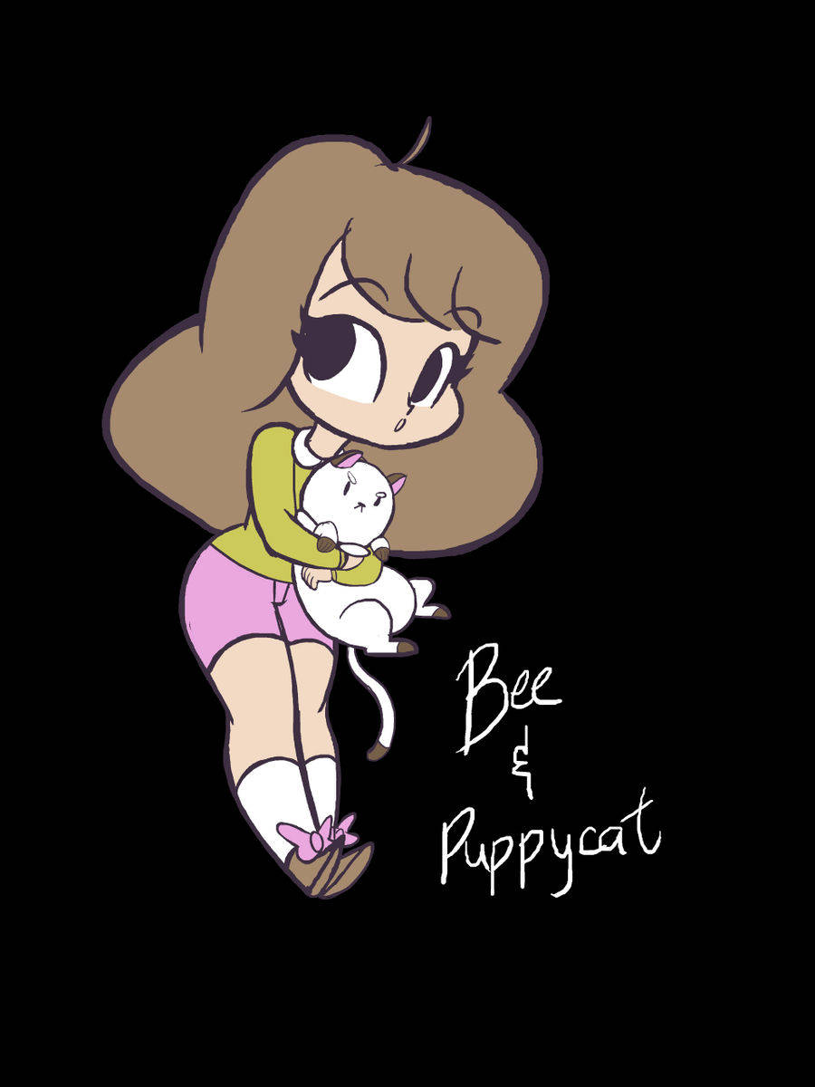 Bee & Puppycat, chibi-style, brown hair, SD Phone Wallpaper