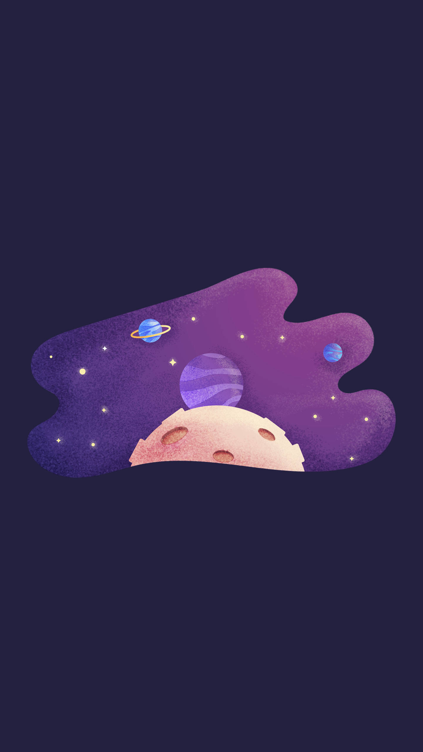 Bee and Puppycat, whimsical purple cosmic scene, planets, 2K Phone Wallpaper