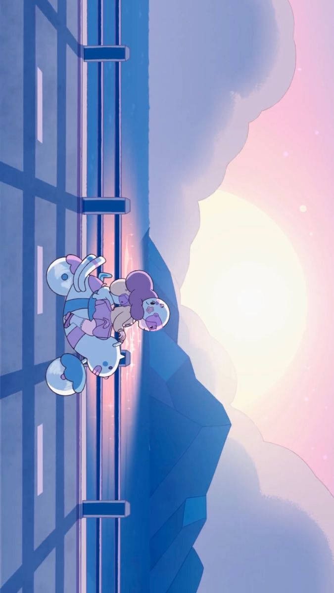 Bee and puppycat, ladder, towering blue structure, SD Phone Wallpaper