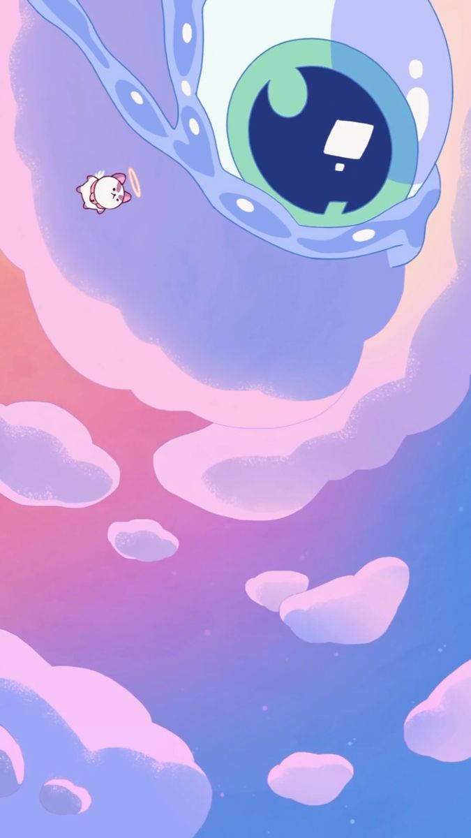 Bee and puppycat, giant serene eye, dreamy sky, SD Phone Wallpaper