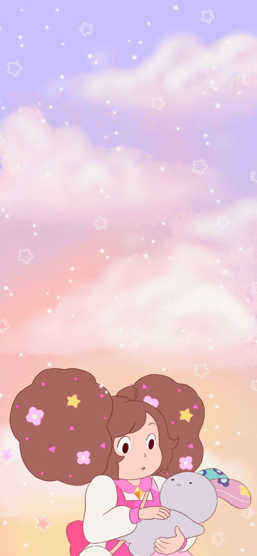 Bee and puppycat, floral pigtails, plush rabbit, Full HD Phone Wallpaper