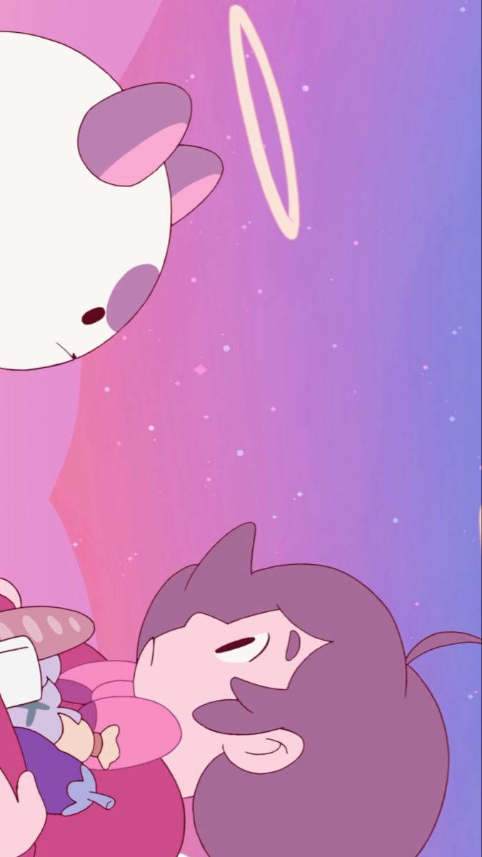 Bee and puppycat, purple-haired character, small creature, SD Phone Wallpaper