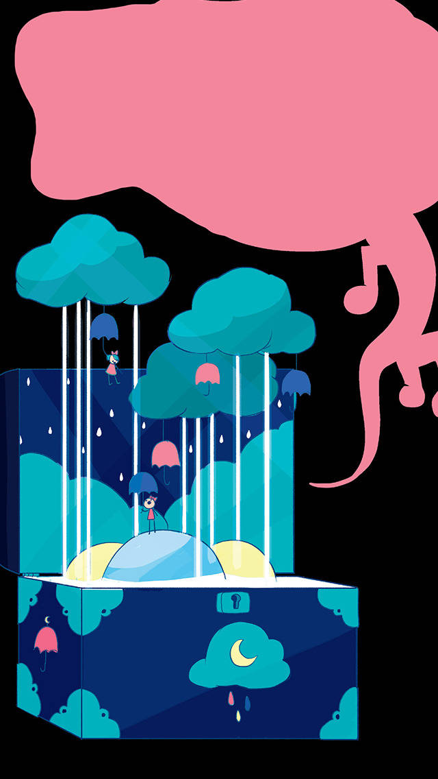 Bee and Puppycat, umbrellas, glowing rain, SD Phone Wallpaper