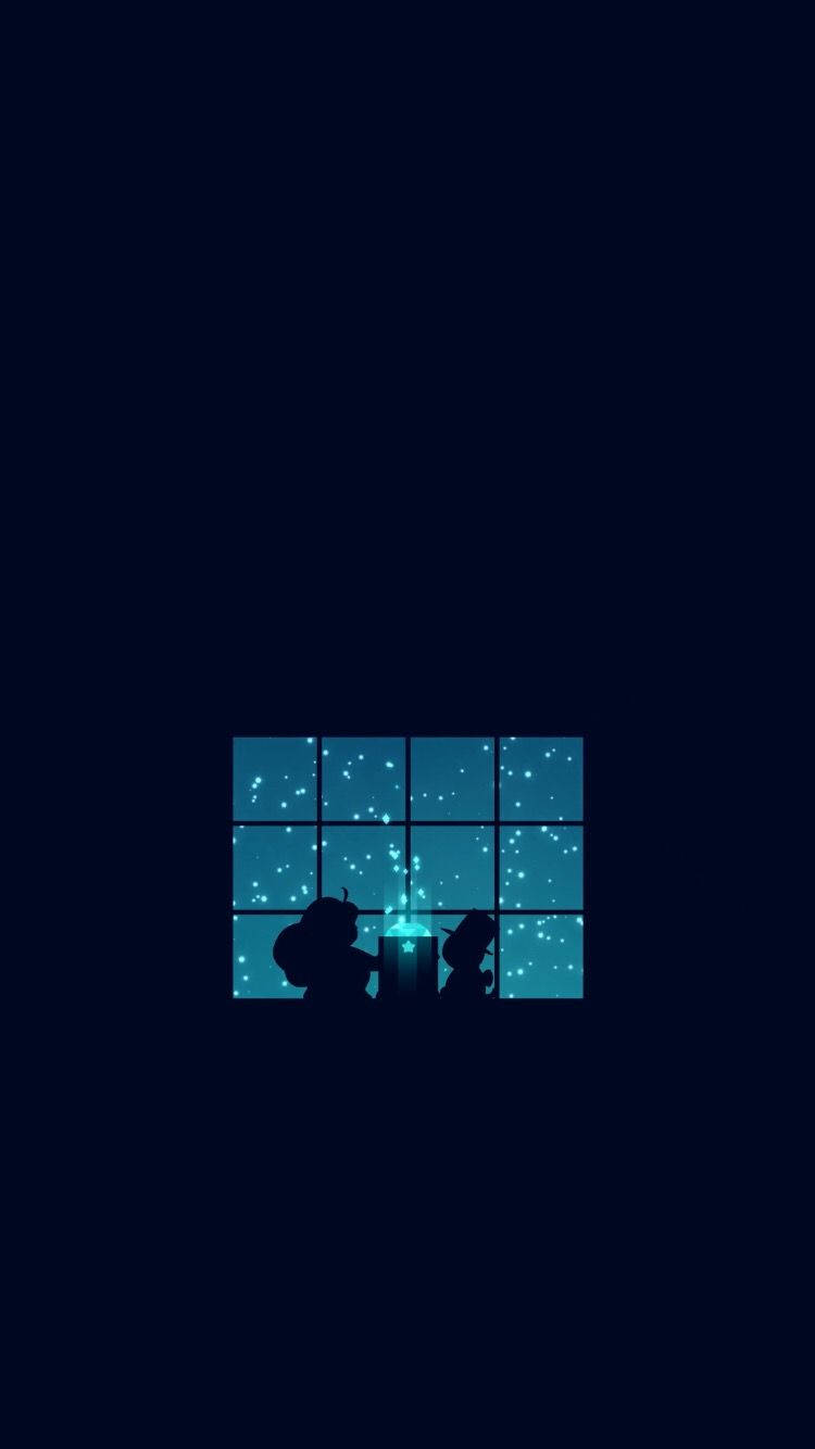 Bee and puppycat, silhouette, starry night sky, HD Phone Wallpaper