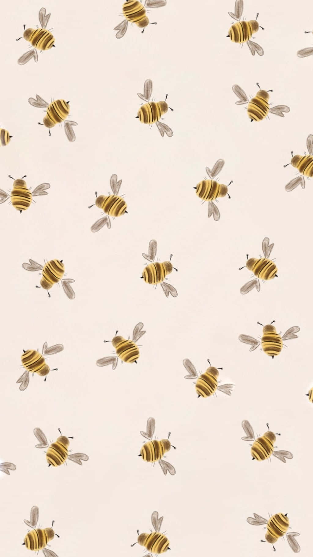 vintage bee pattern, yellow and black bees, soft beige background, HD Phone Wallpaper