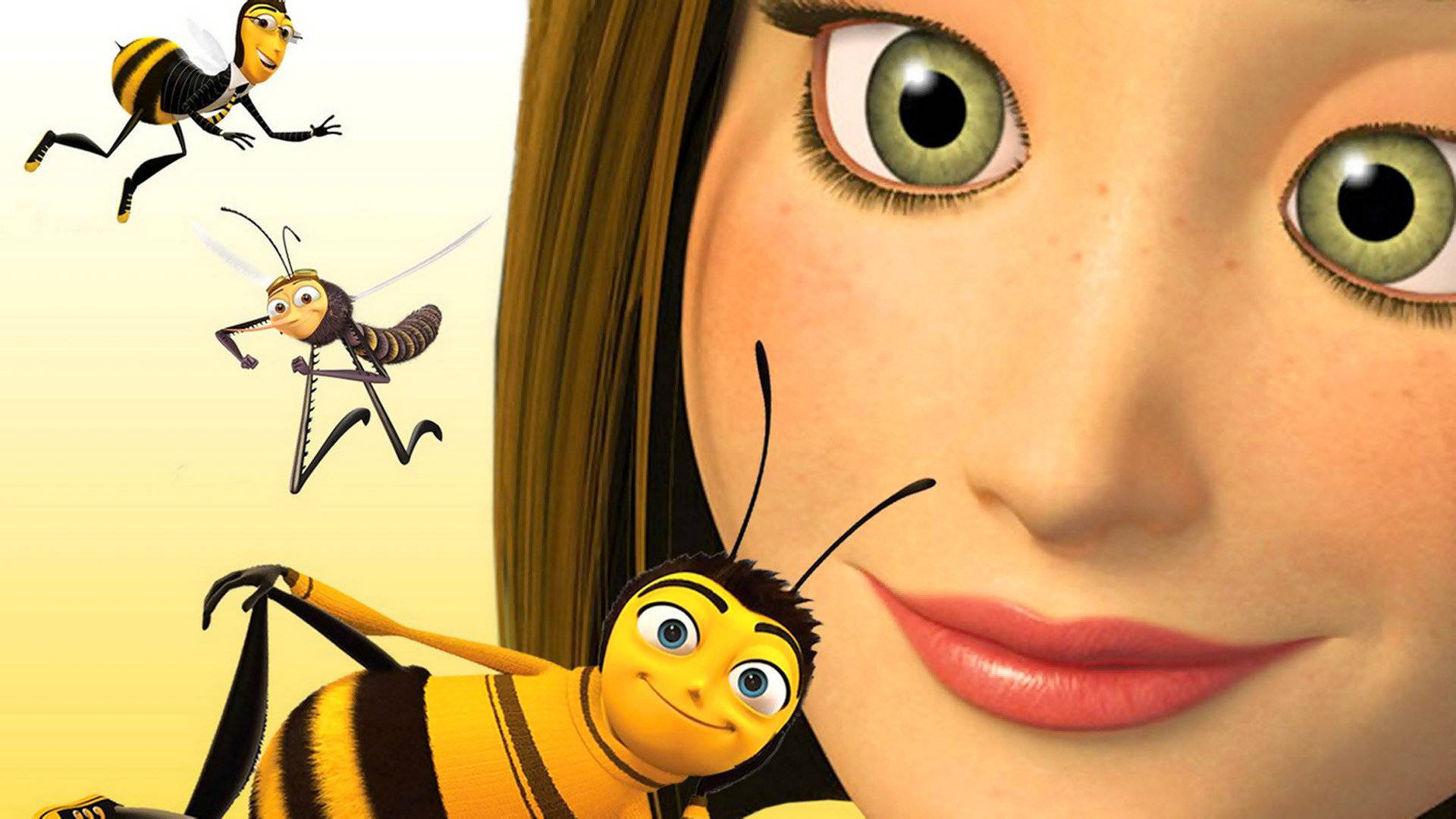 Bee Movie, animated bees, green eyes, Full HD Desktop Wallpaper
