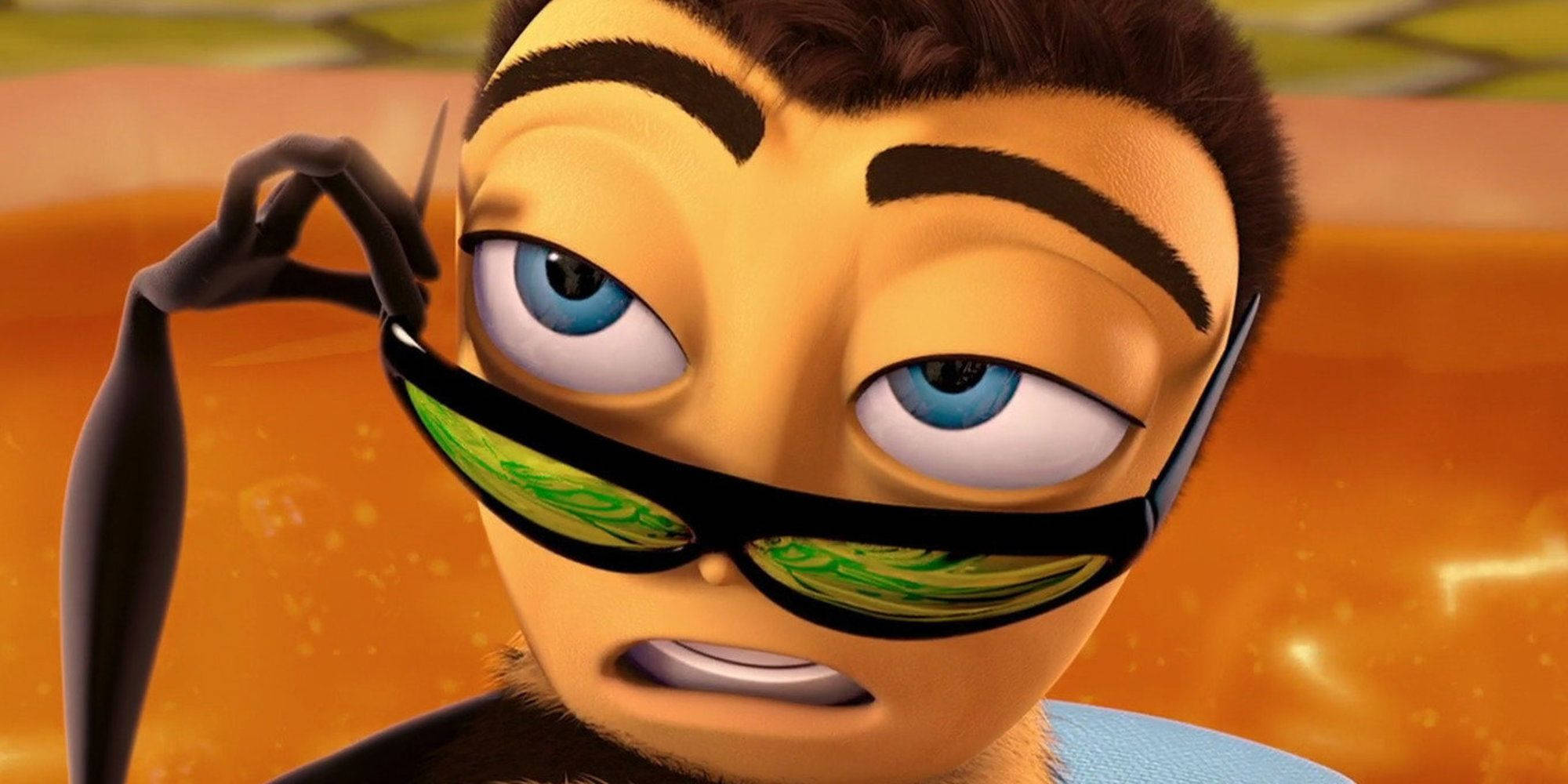 Bee Movie, blue eyes, green-tinted sunglasses, Full HD Desktop Wallpaper