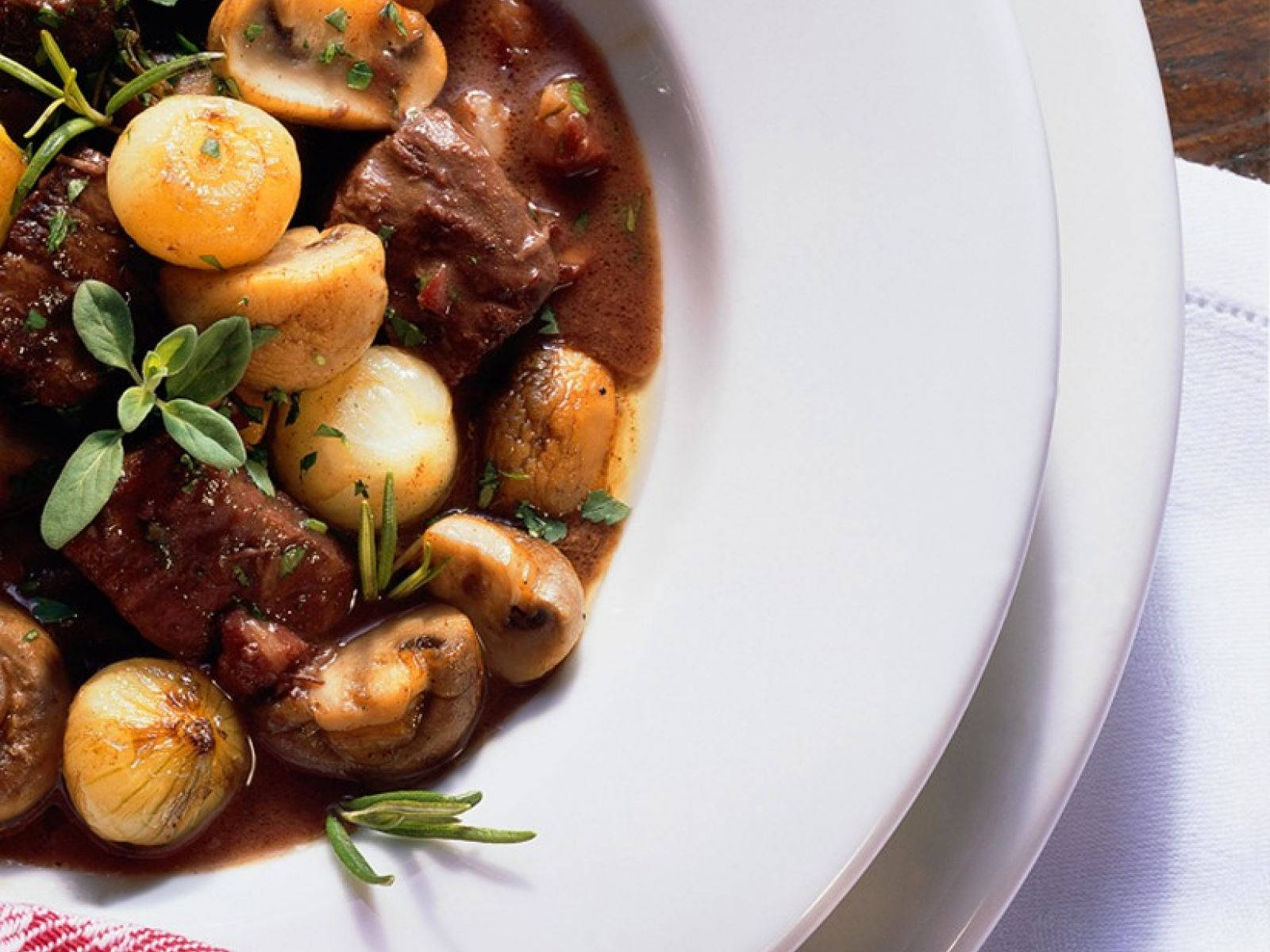 beef bourguignon, mushroom, onion, HD Desktop Wallpaper
