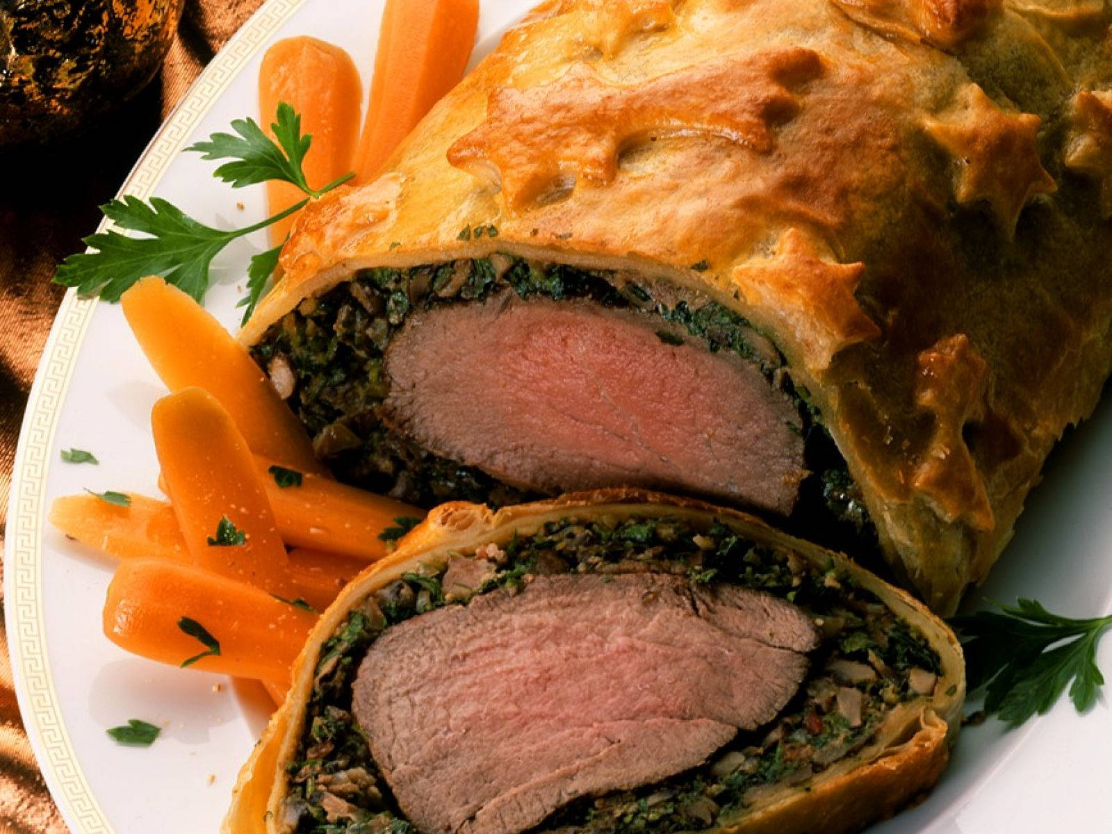 Beef Wellington, carrots, stars, HD Desktop Wallpaper