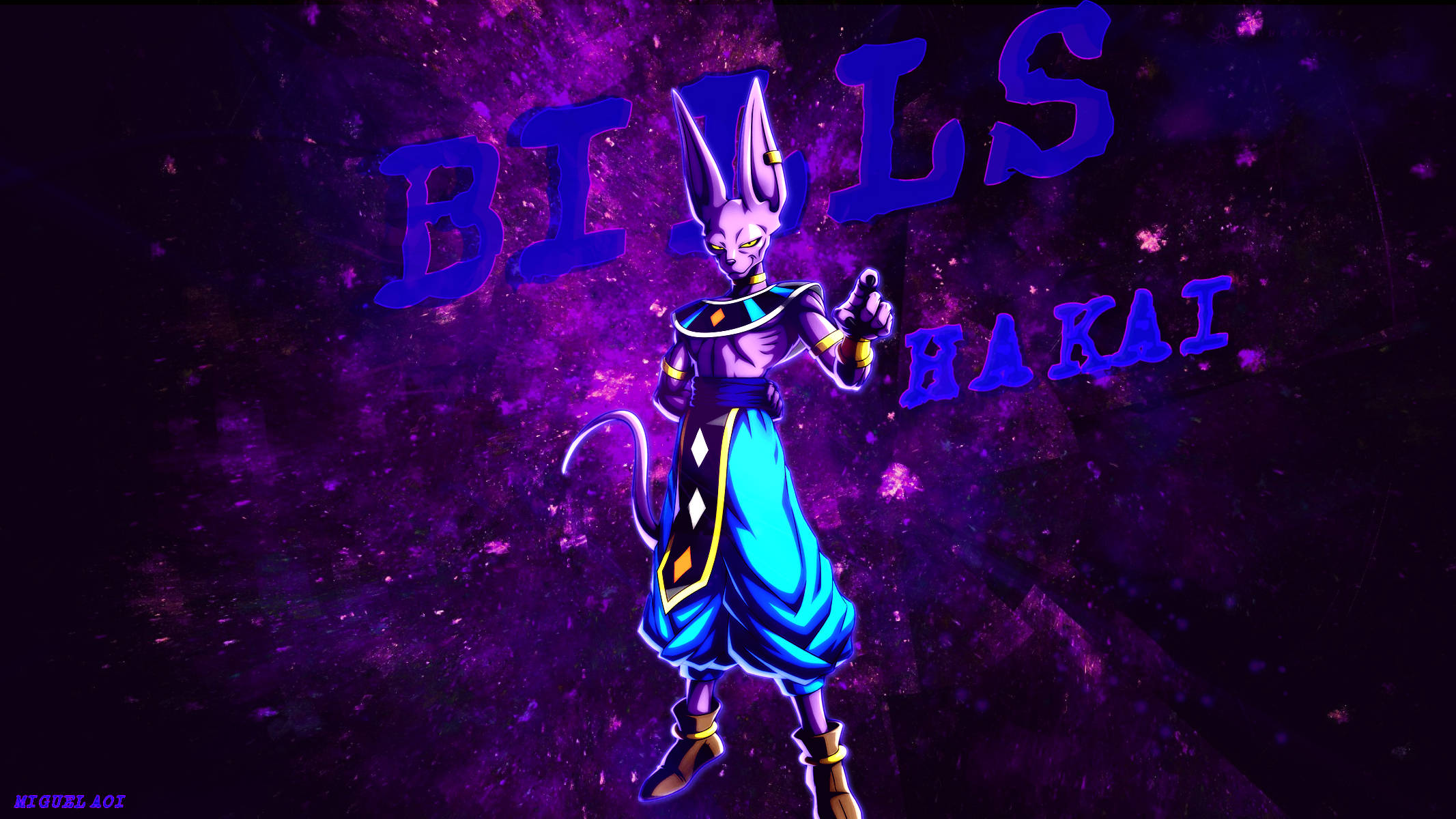 Beerus, purple-skinned anime character, rabbit ears, Full HD Desktop Wallpaper