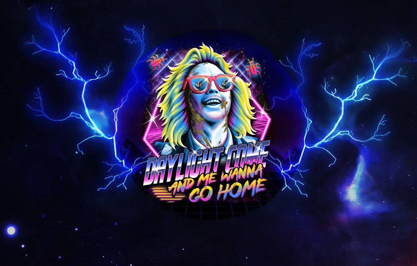 Beetlejuice, neon, electric blue, HD Desktop Wallpaper