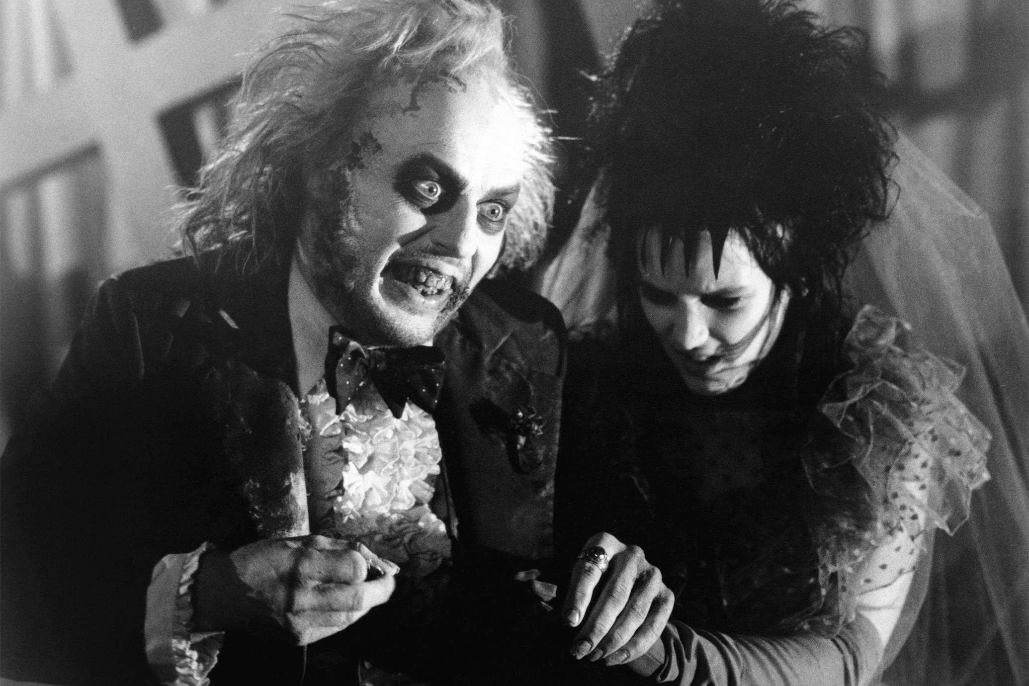 Beetlejuice, bride, spooky wedding scene, Full HD Desktop Wallpaper