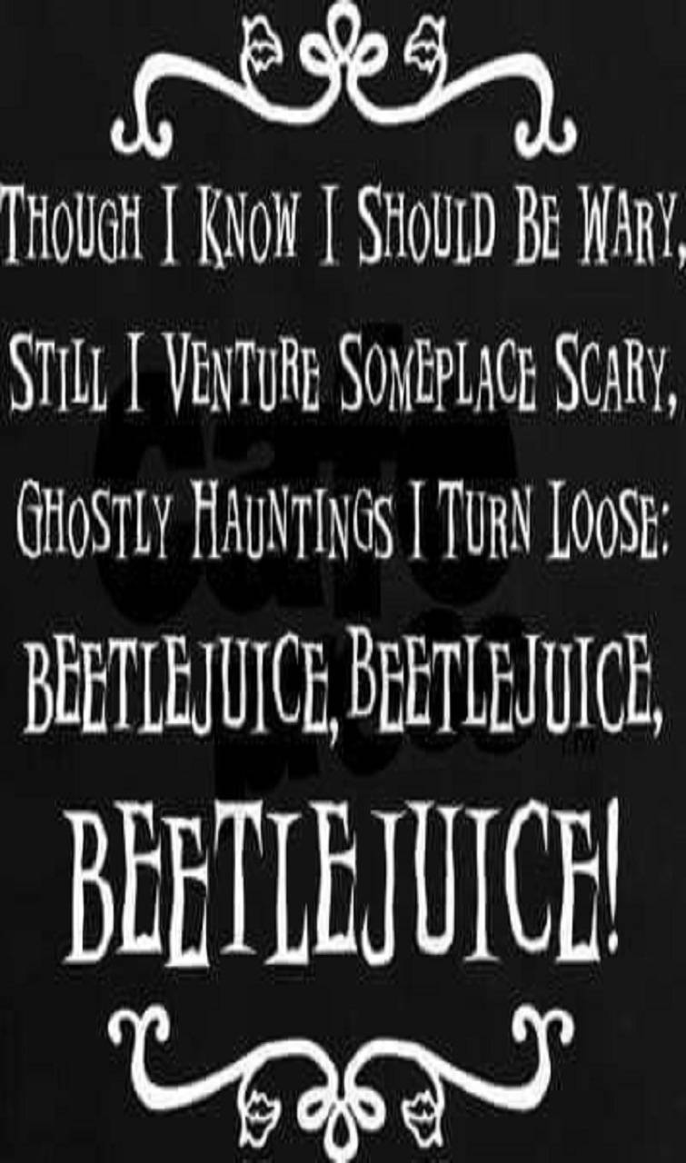 Beetlejuice, black background, white gothic text, HD Phone Wallpaper