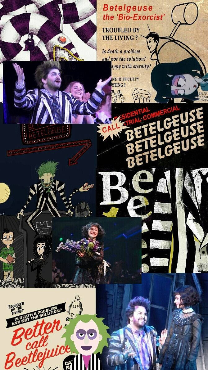 Beetlejuice, green-haired ghost, striped suits, SD Phone Wallpaper
