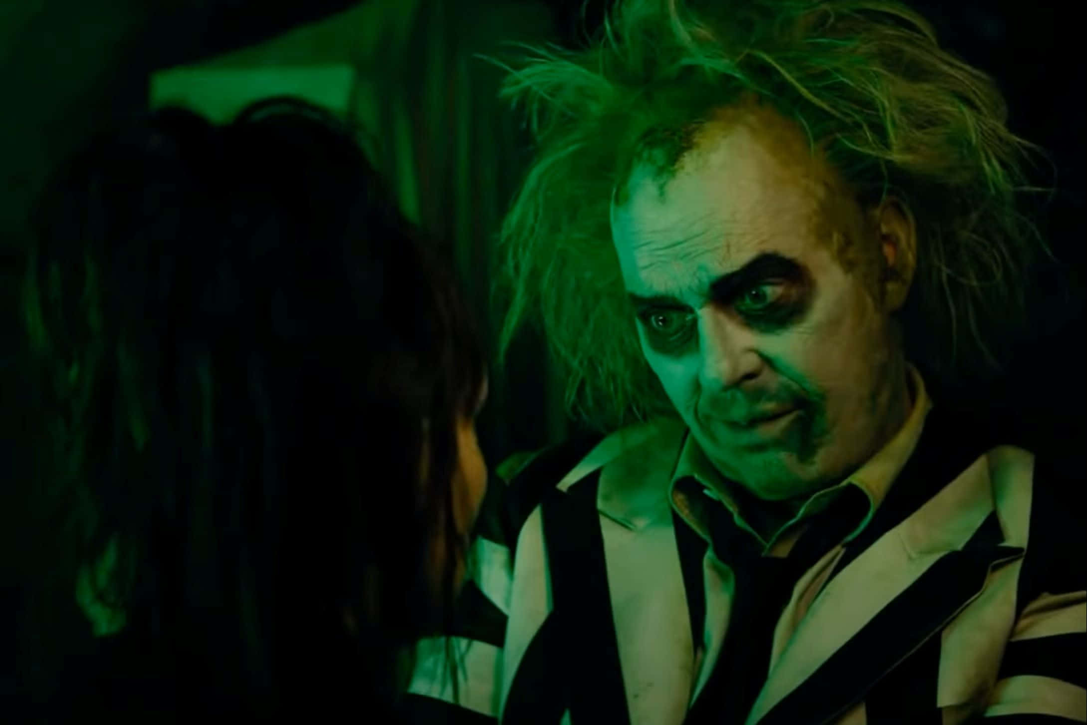 Beetlejuice, dim green lit room, wild hair, Full HD Desktop Wallpaper