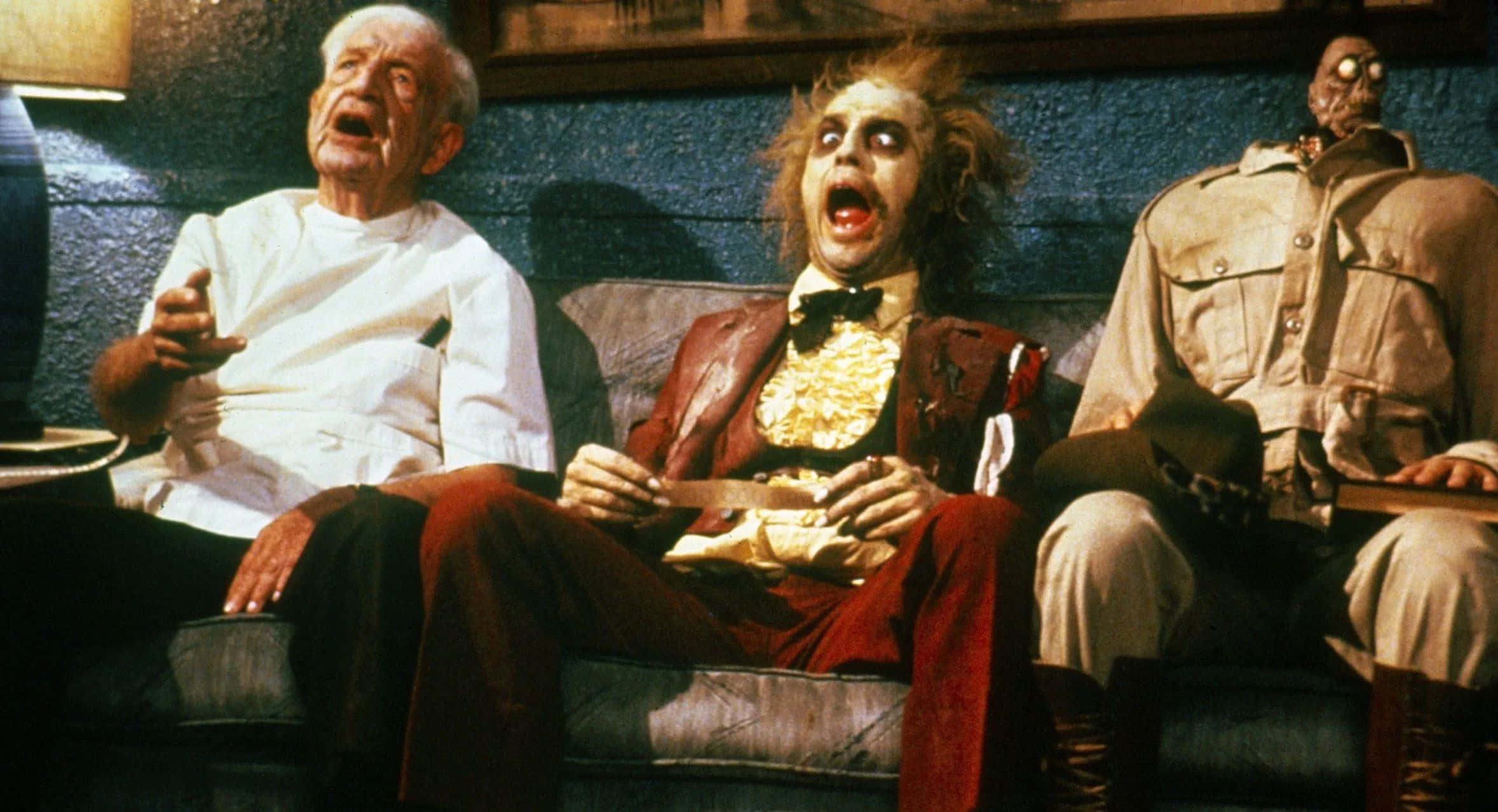 Beetlejuice, classic scene, worn couch, Full HD Desktop Wallpaper