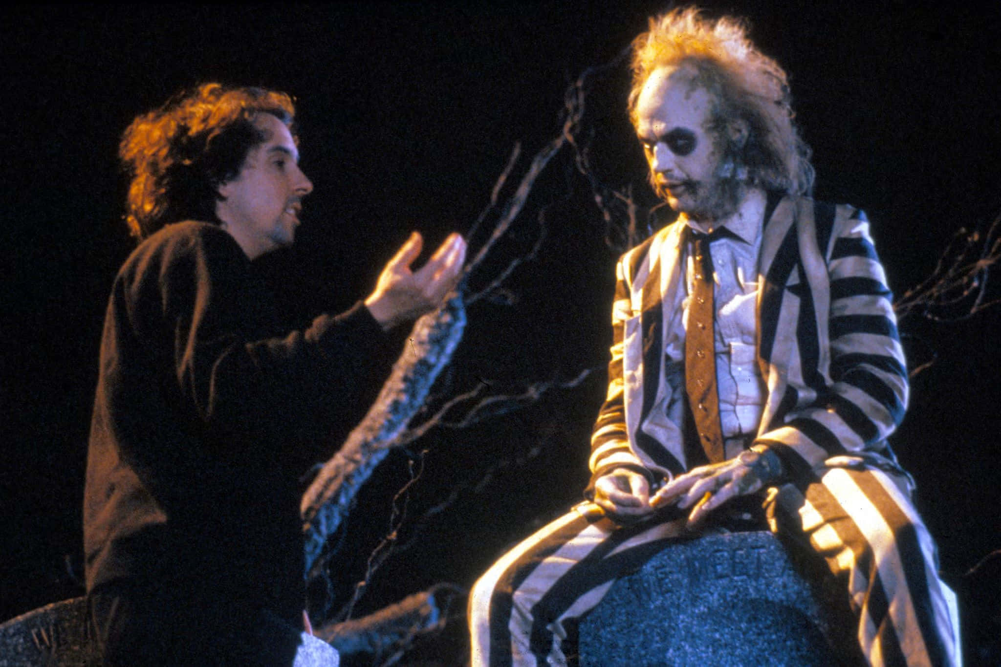 Beetlejuice, striped suit, black sweater, Full HD Desktop Wallpaper