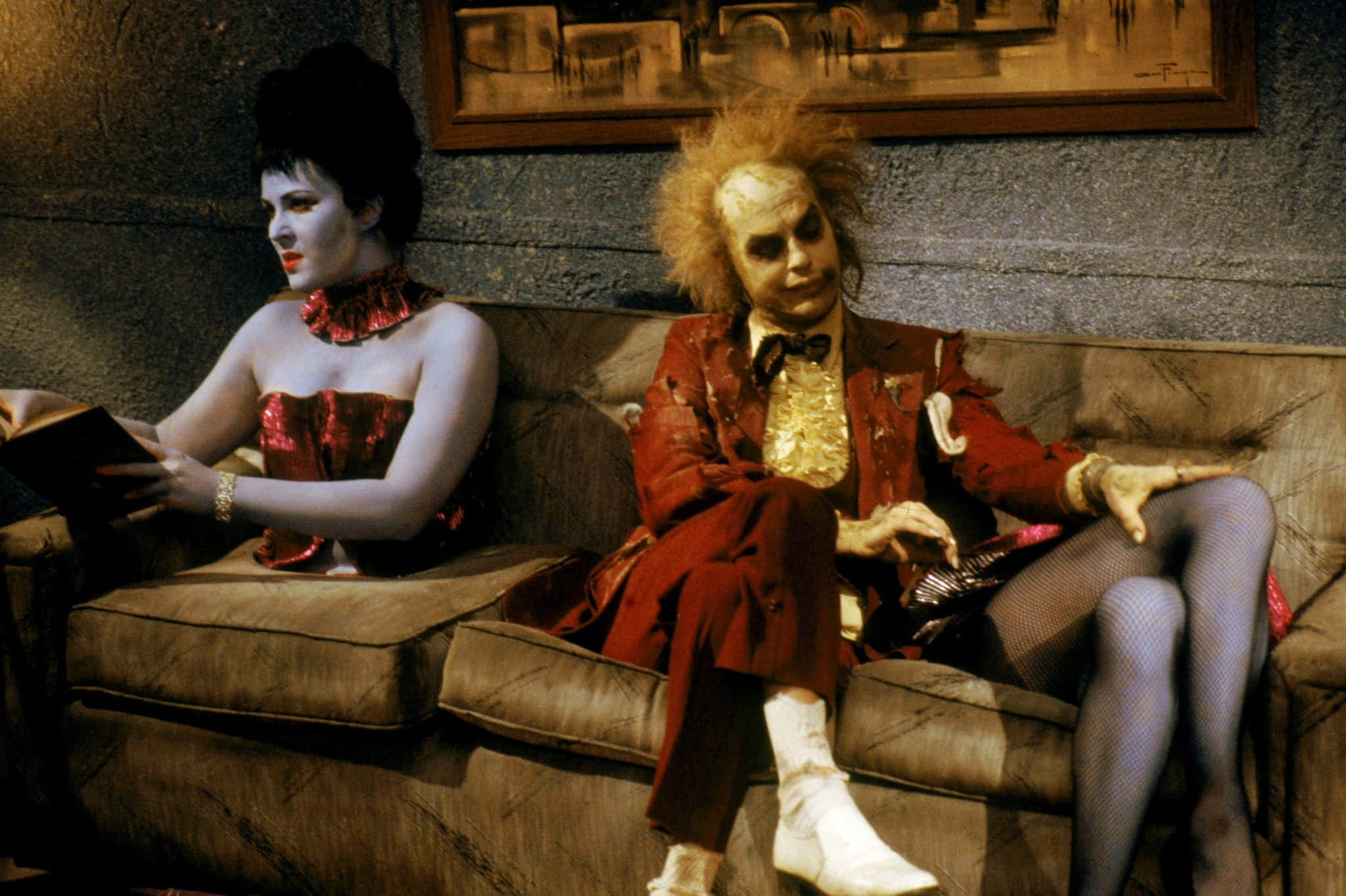 Beetlejuice, red suit, wild hair, Full HD Desktop Wallpaper