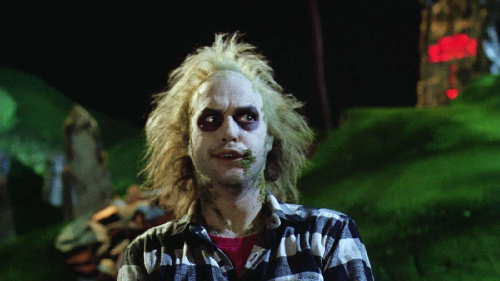Beetlejuice, wild blonde hair, pale makeup, HD Desktop Wallpaper