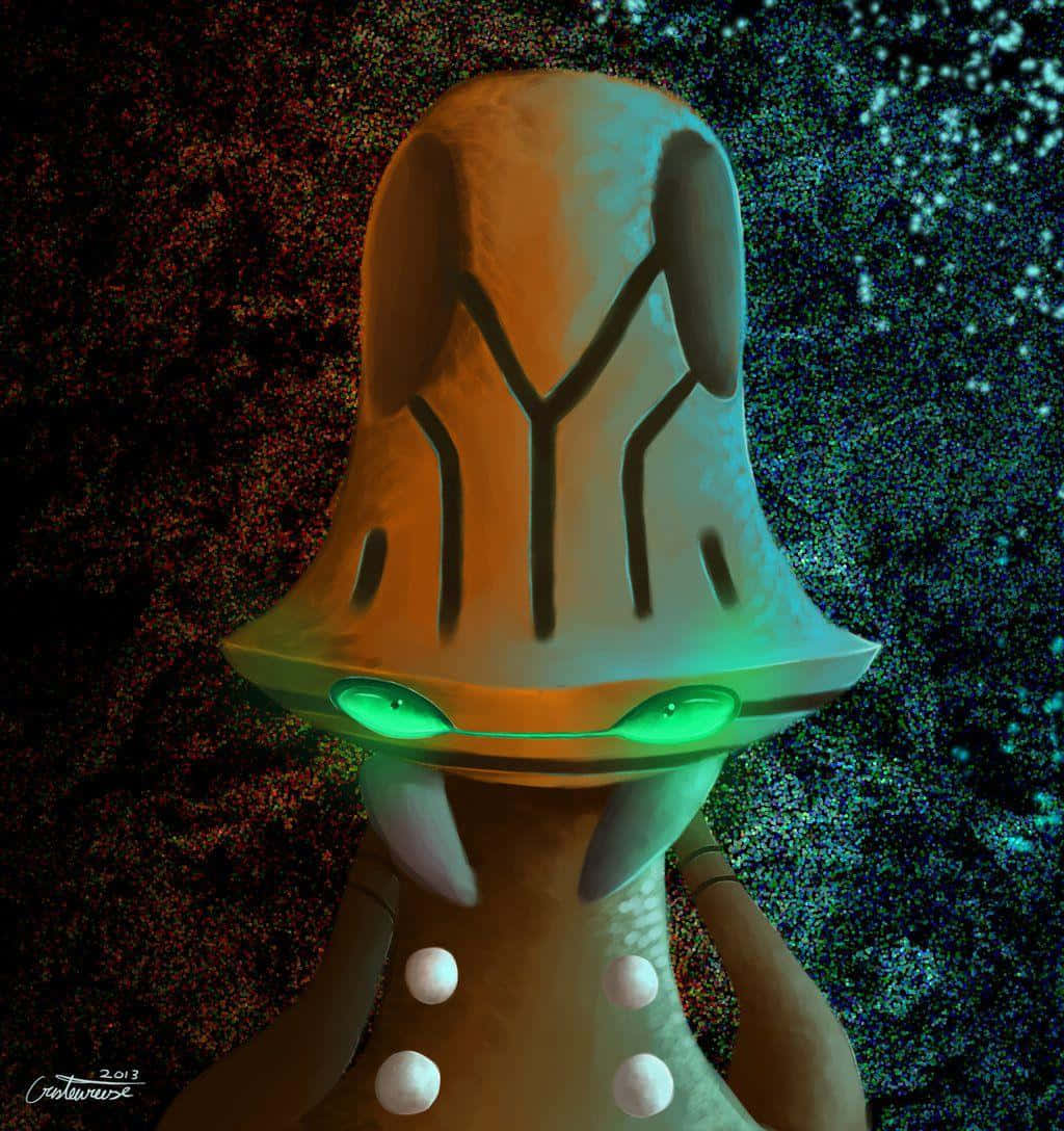 Beheeyem, glowing eyes, green eyes, SD Phone Wallpaper