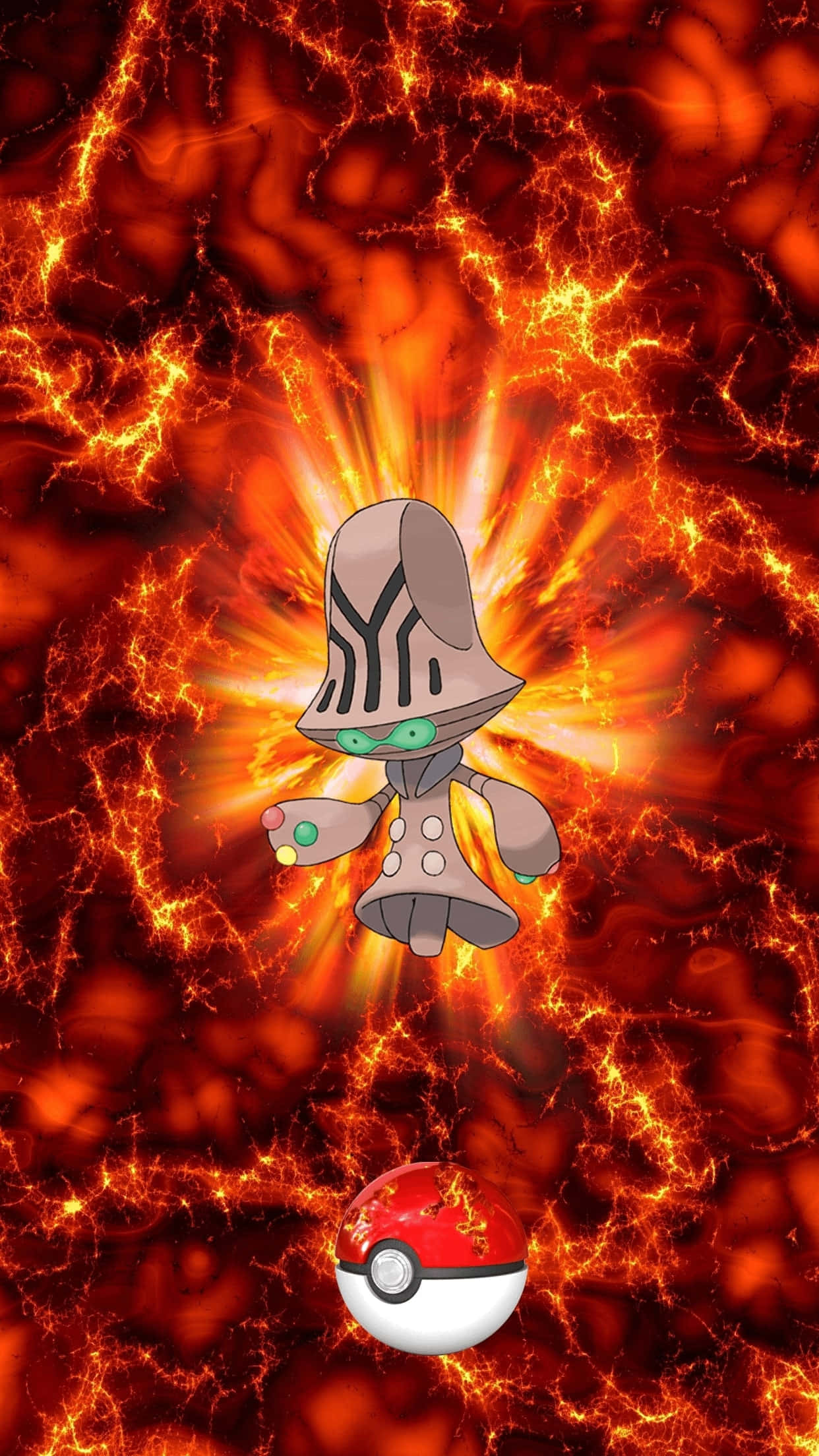 Beheeyem, fiery, glowing green eyes, Full HD Phone Wallpaper
