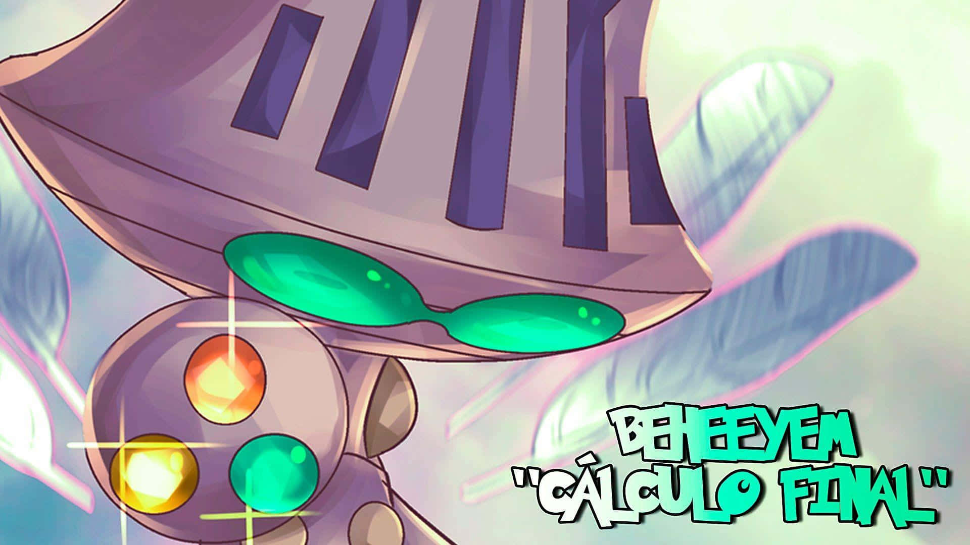 Beheeyem, glowing green eyes, colorful gemstones, Full HD Desktop Wallpaper