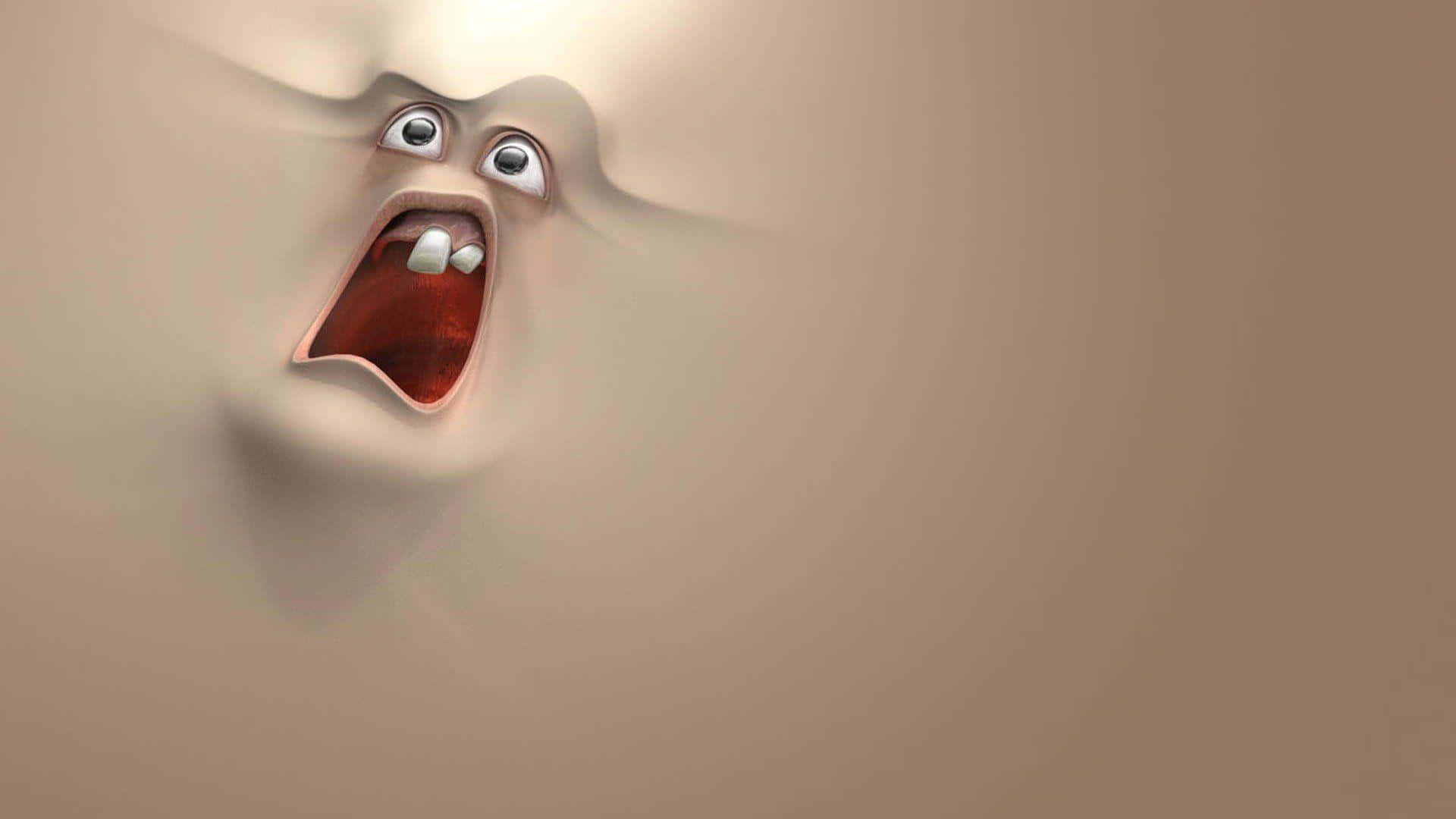 ridiculous face, beige wall, 3d-rendered style, Full HD Desktop Wallpaper