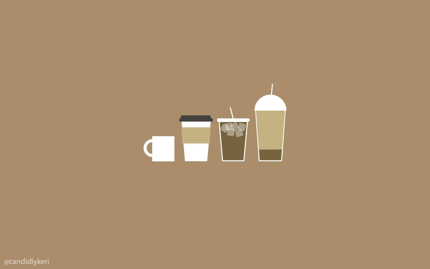minimalist coffee cups, varying styles, solid brown background, HD Desktop Wallpaper
