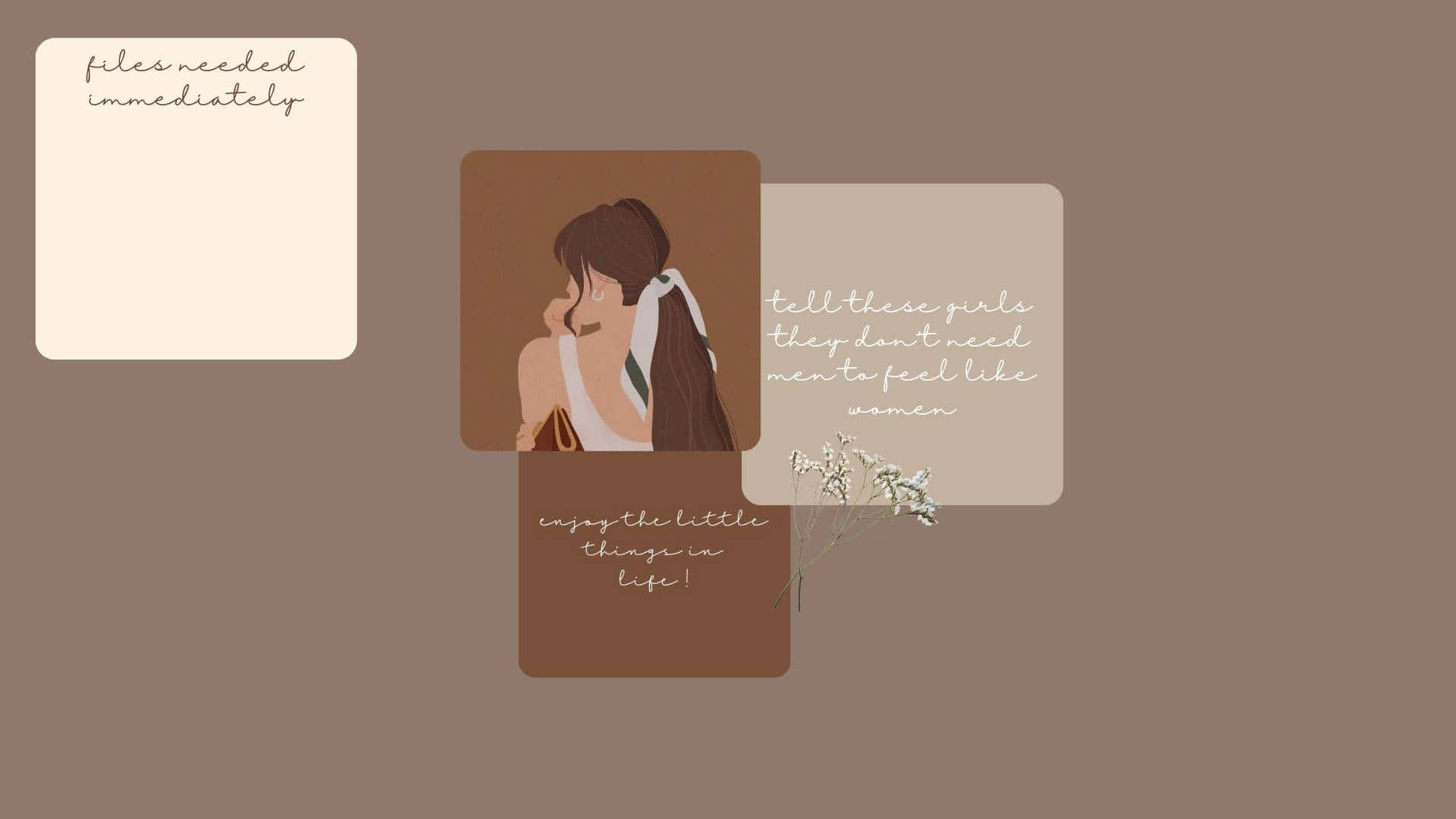Brown Aesthetic Desktop Wallpaper, minimalist brown wallpaper, three overlapping cards, Full HD Desktop Wallpaper