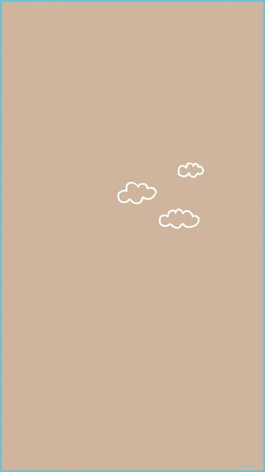 Beige Aesthetic Phone, three clouds, white outlined clouds, HD Phone Wallpaper
