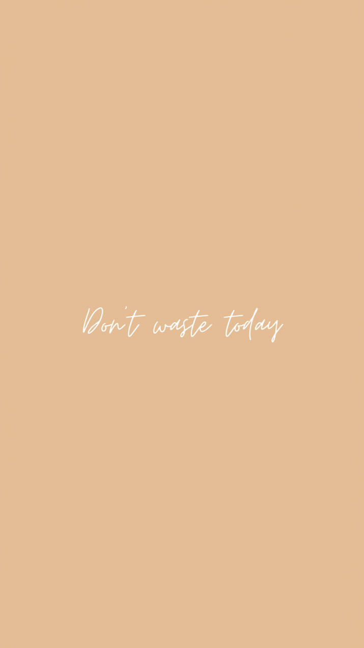 Beige Aesthetic Phone, peach background, white cursive text, SD Phone Wallpaper