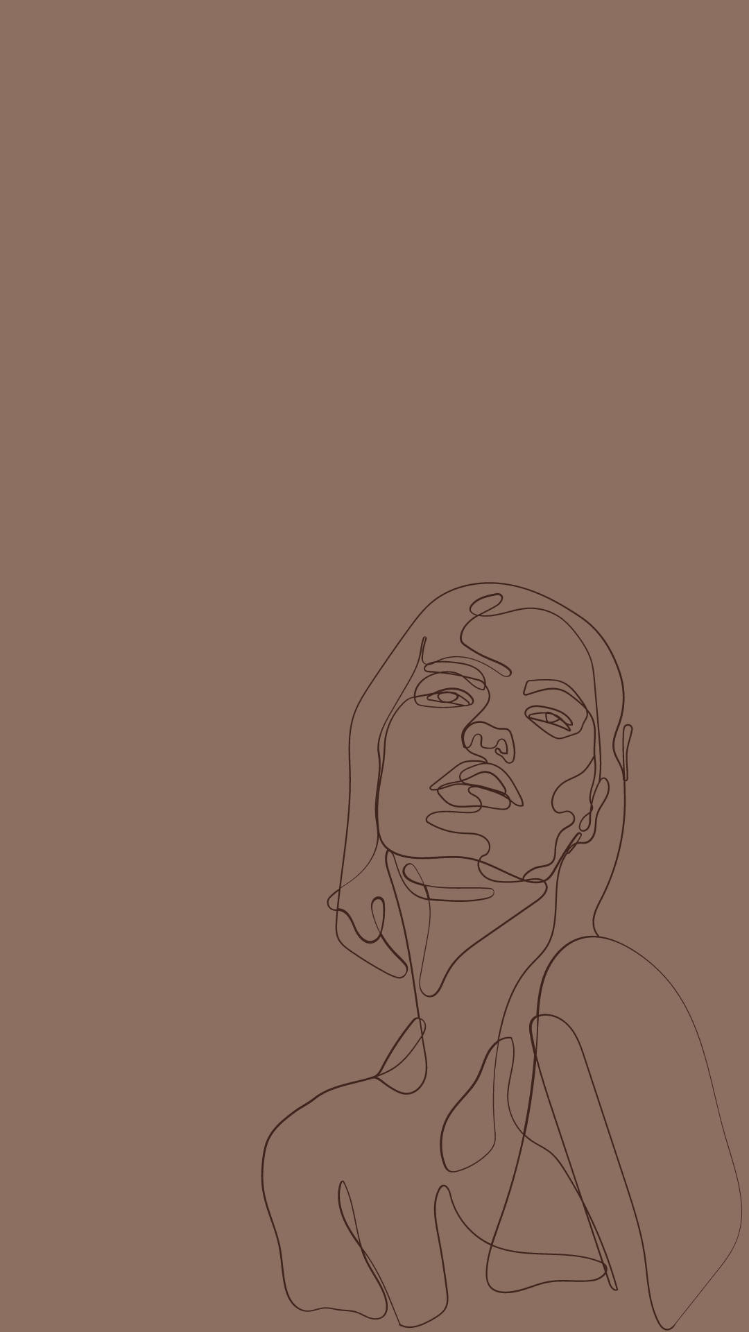 beige aesthetic, abstract woman, minimalist single-line drawing, Full HD Phone Wallpaper