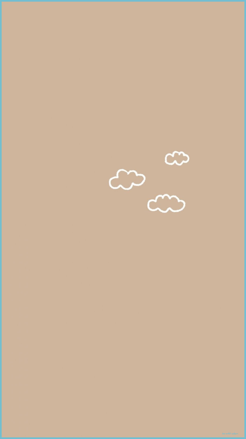 Beige Brown Aesthetic, white outlined clouds, minimalist beige background, HD Phone Wallpaper
