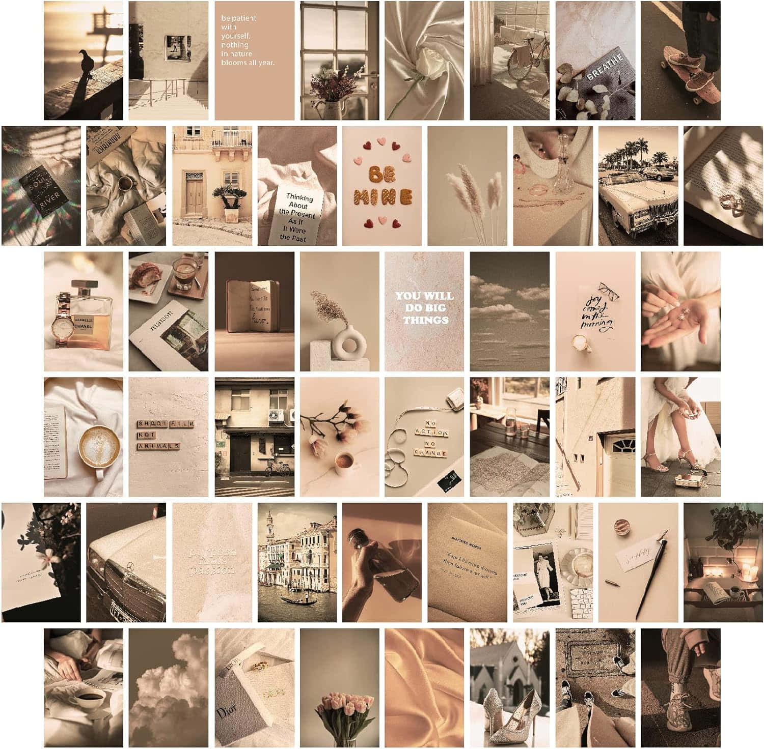 Beige Cream Aesthetic, vintage-inspired lifestyle moments, motivational quotes, HD Desktop Wallpaper