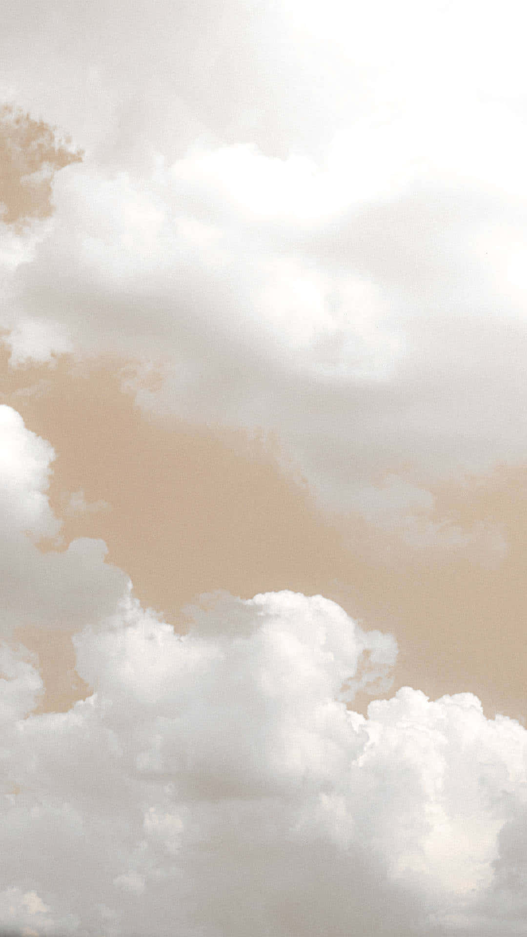 Beige Cream Cloudscape Aesthetic, soft white clouds, warm beige sky, Full HD Phone Wallpaper