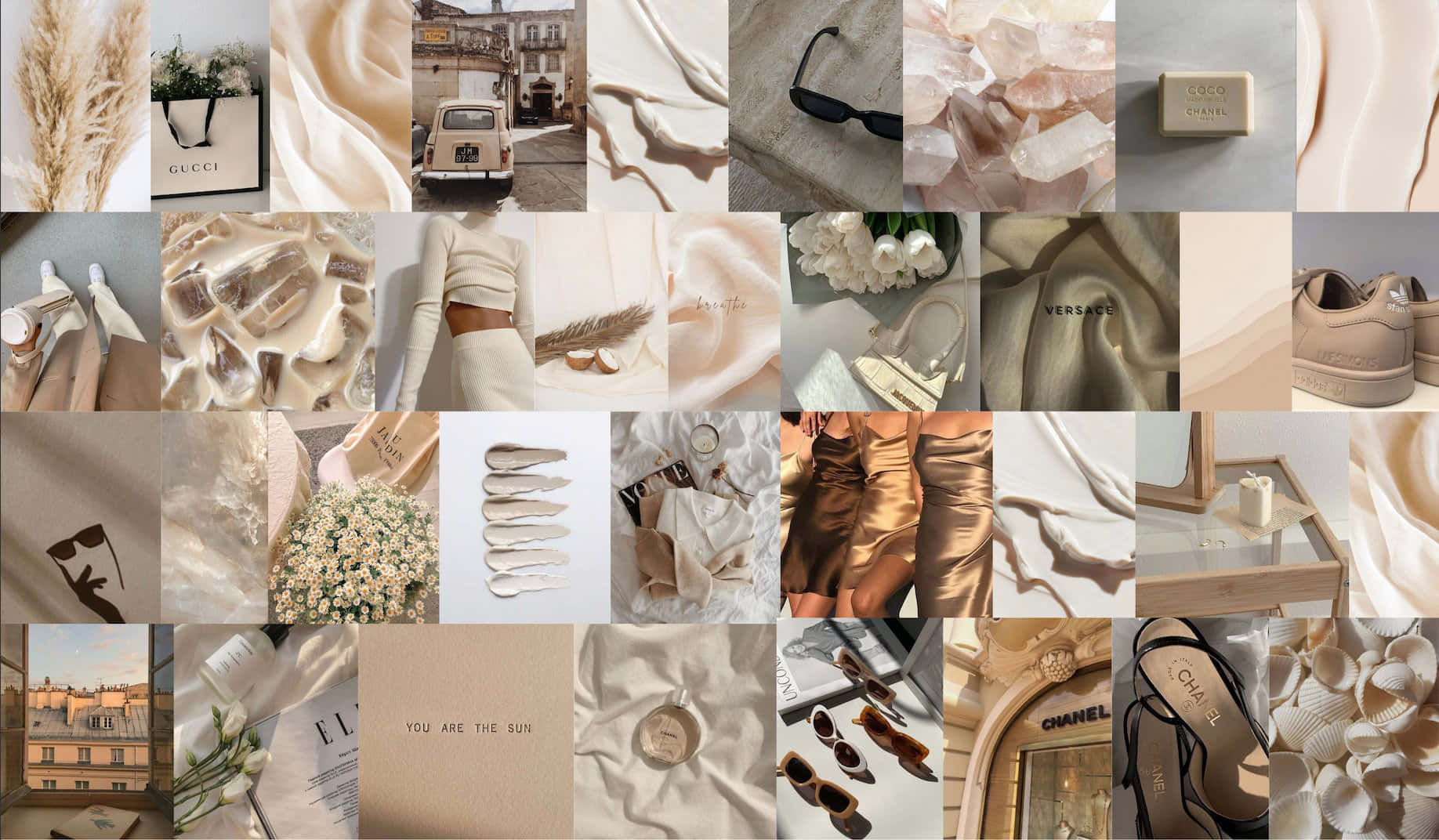 beige cream aesthetic, collage, luxury items, HD Desktop Wallpaper