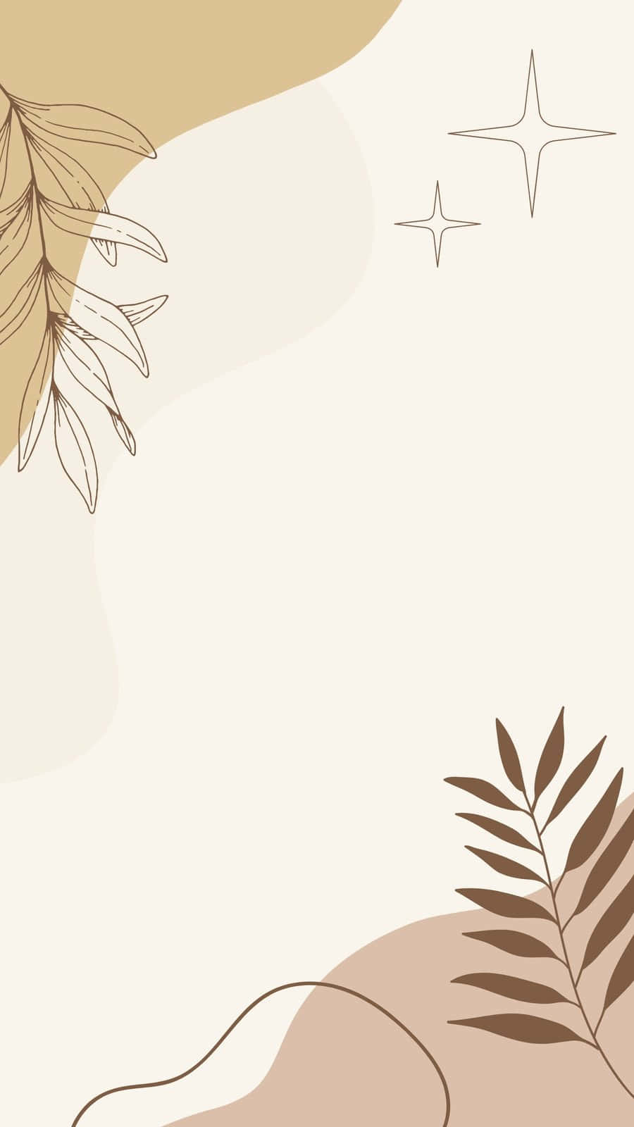 beige cream, abstract leaf, star motifs, HD Phone Wallpaper