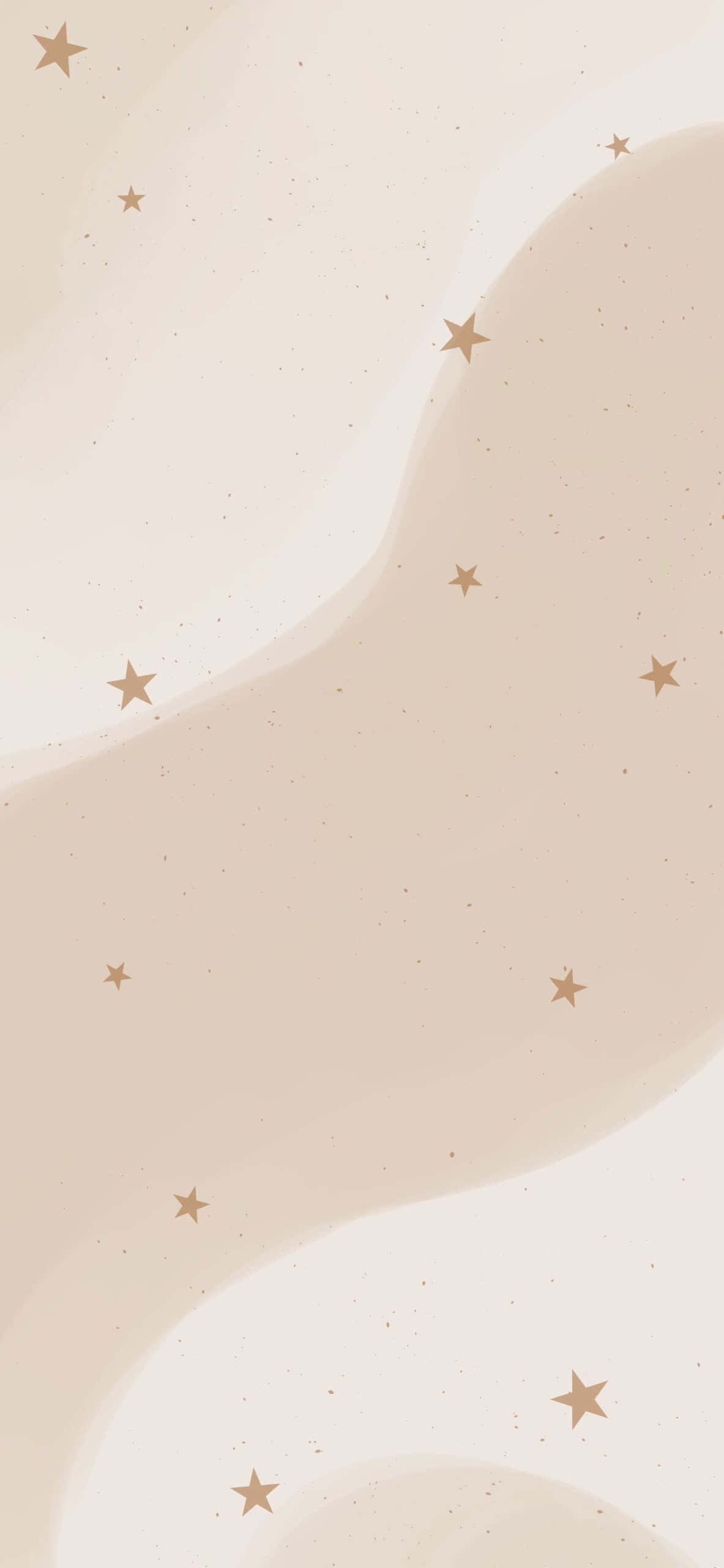 beige star pattern aesthetic, soft beige abstract waves, gold stars, 2K Phone Wallpaper
