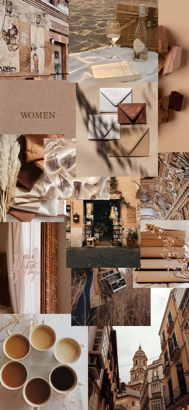 Beige Tan Aesthetic, vintage envelopes, books, HD Phone Wallpaper
