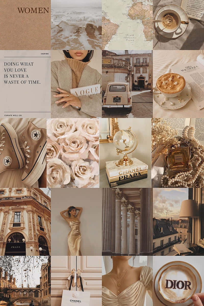 Beige Tan Aesthetic, luxury fashion brands, vintage cars, SD Phone Wallpaper