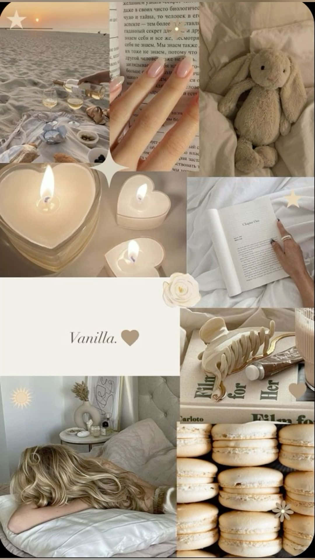 Vanilla Girl Aesthetic, beach sunset, candles, Full HD Phone Wallpaper